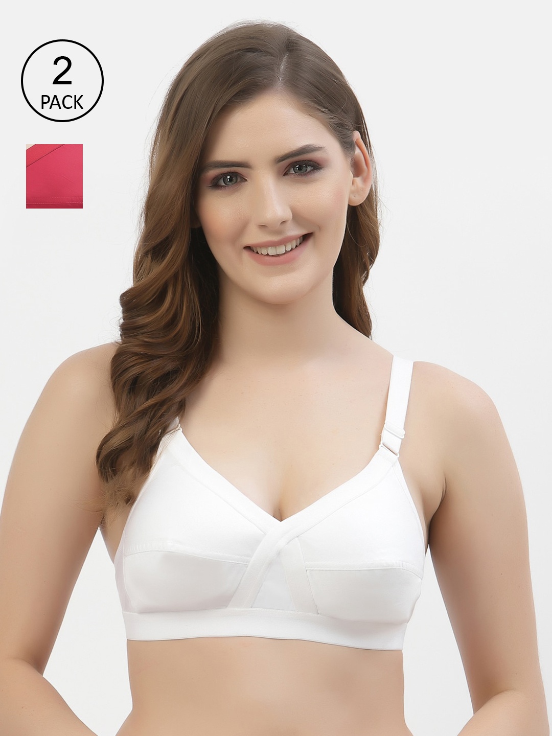 Floret Pack of 2 Non-Padded Non-Wired Full Coverage Cotton Bras with All Day Comfort, White
Floret Pack of 2 Non-Padded Non-Wired Full Coverage Cotton Bras with All Day Comfort, White