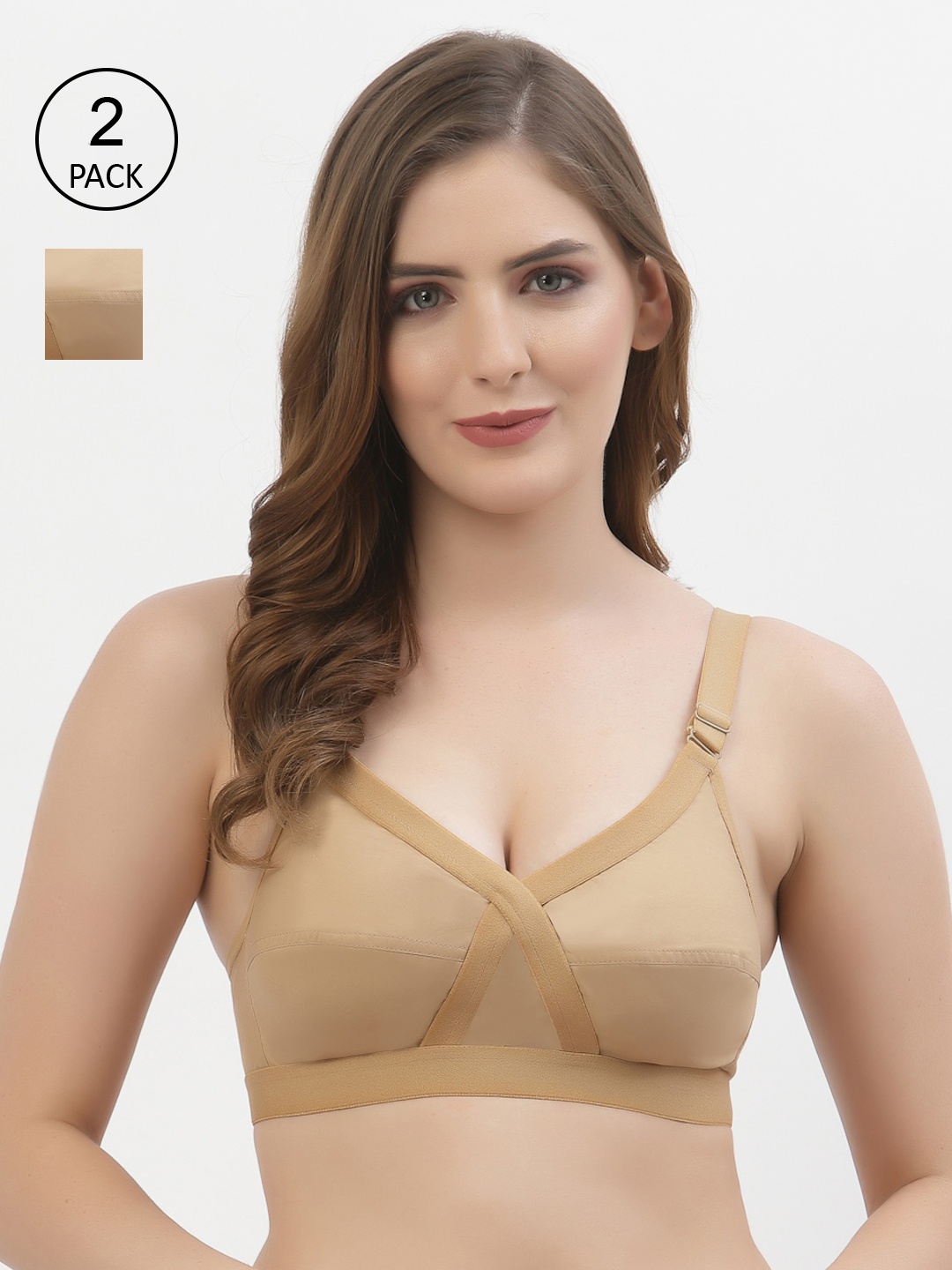 Floret Pack of 2 Non-Padded Non-Wired Full Coverage Cotton Bras with All Day Comfort, Nude
Floret Pack of 2 Non-Padded Non-Wired Full Coverage Cotton Bras with All Day Comfort, Nude