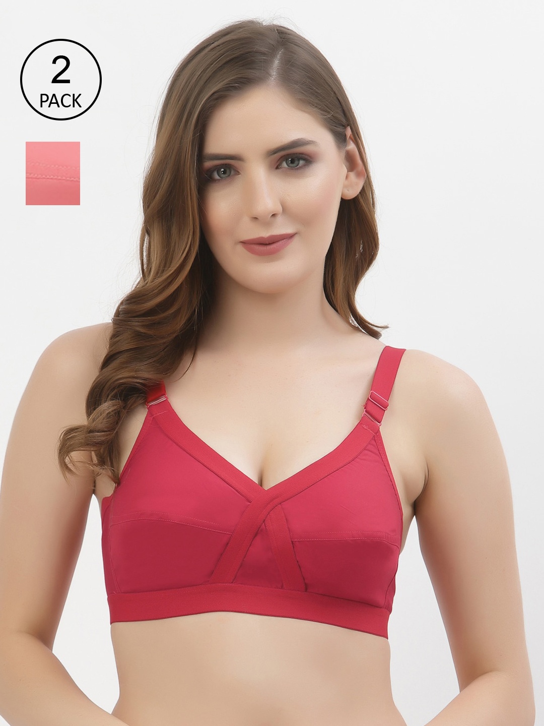 Floret Pack of 2 Non-Padded Non-Wired Full Coverage Cotton Bras with All Day Comfort, Red
Floret Pack of 2 Non-Padded Non-Wired Full Coverage Cotton Bras with All Day Comfort, Red