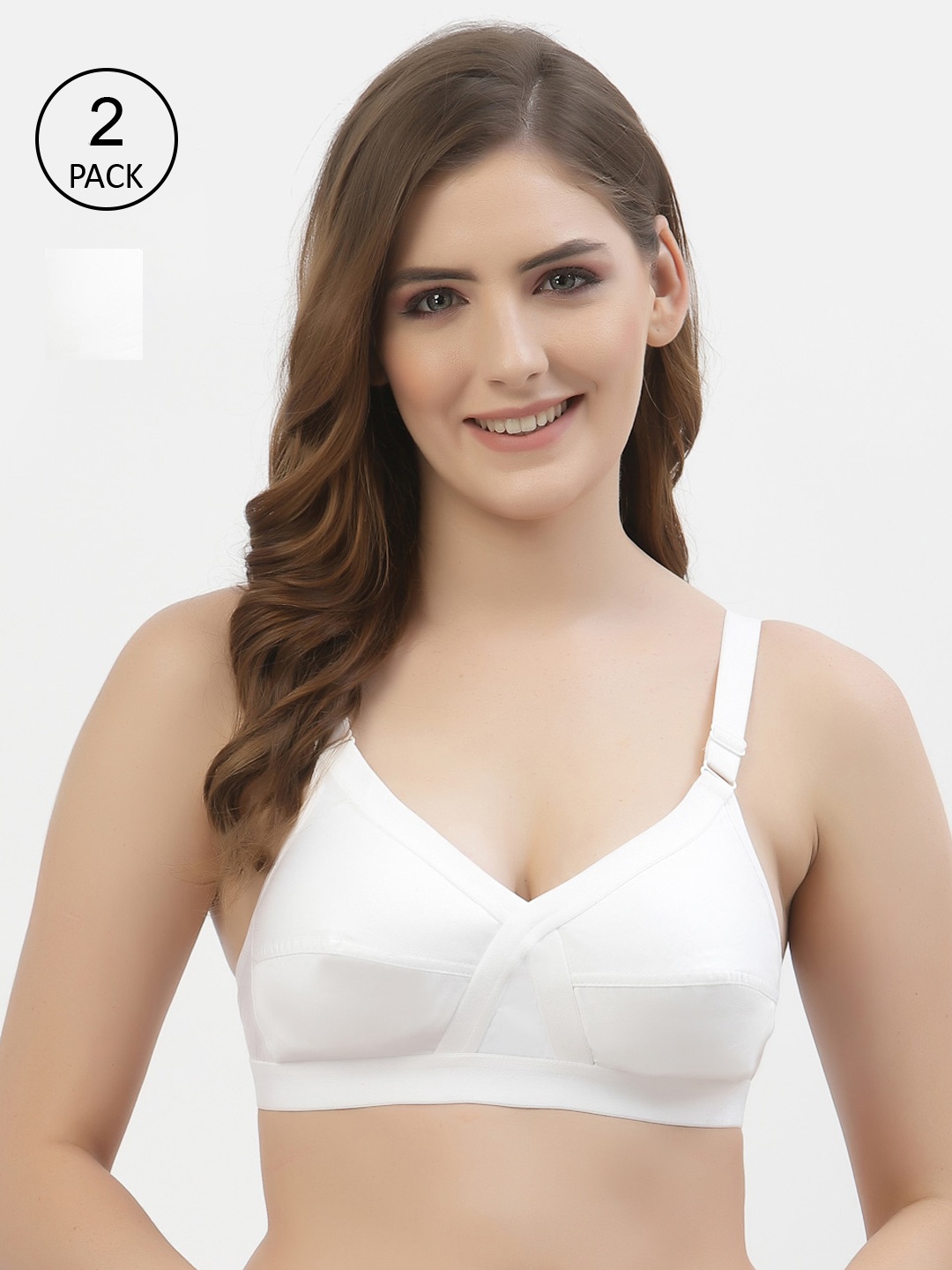 Floret Pack of 2 Non-Padded Non-Wired Full Coverage Cotton Bras with All Day Comfort, White
Floret Pack of 2 Non-Padded Non-Wired Full Coverage Cotton Bras with All Day Comfort, White