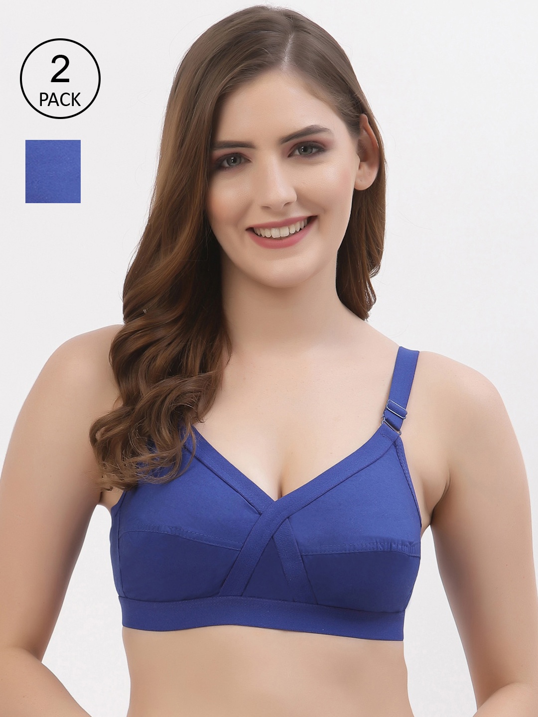 Floret Pack of 2 Non-Padded Non-Wired Full Coverage Cotton Bras with All Day Comfort, Blue
Floret Pack of 2 Non-Padded Non-Wired Full Coverage Cotton Bras with All Day Comfort, Blue