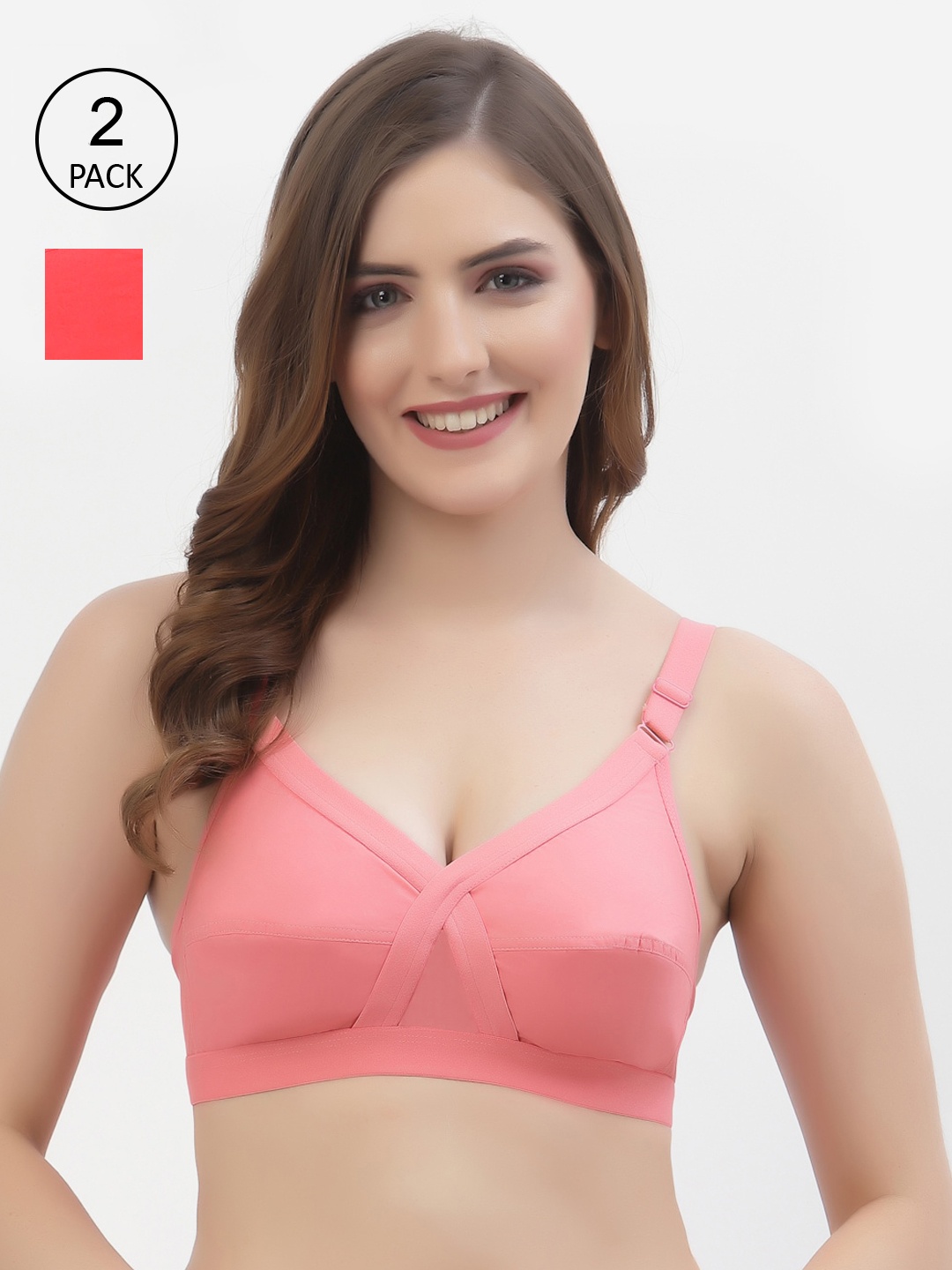 Floret Pack of 2 Non-Padded Non-Wired Full Coverage Cotton Bras with All Day Comfort, Rose
Floret Pack of 2 Non-Padded Non-Wired Full Coverage Cotton Bras with All Day Comfort, Rose