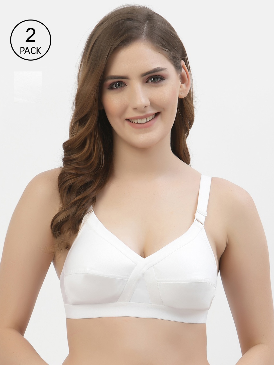 Floret Pack of 2 Non-Padded Non-Wired Full Coverage Cotton Bras with All Day Comfort, White
Floret Pack of 2 Non-Padded Non-Wired Full Coverage Cotton Bras with All Day Comfort, White