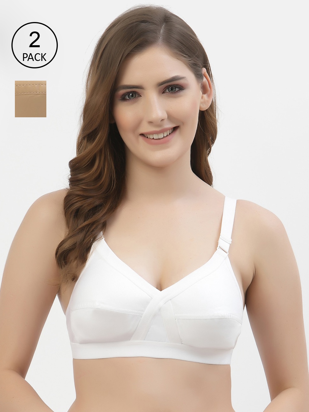 Floret Pack of 2 Non-Padded Non-Wired Full Coverage Cotton Bras with All Day Comfort, White
Floret Pack of 2 Non-Padded Non-Wired Full Coverage Cotton Bras with All Day Comfort, White