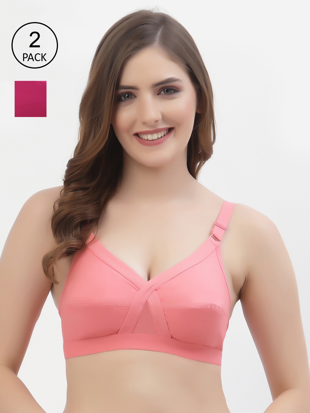 Floret Pack of 2 Non-Padded Non-Wired Full Coverage Cotton Bras with All Day Comfort, Rose
Floret Pack of 2 Non-Padded Non-Wired Full Coverage Cotton Bras with All Day Comfort, Rose