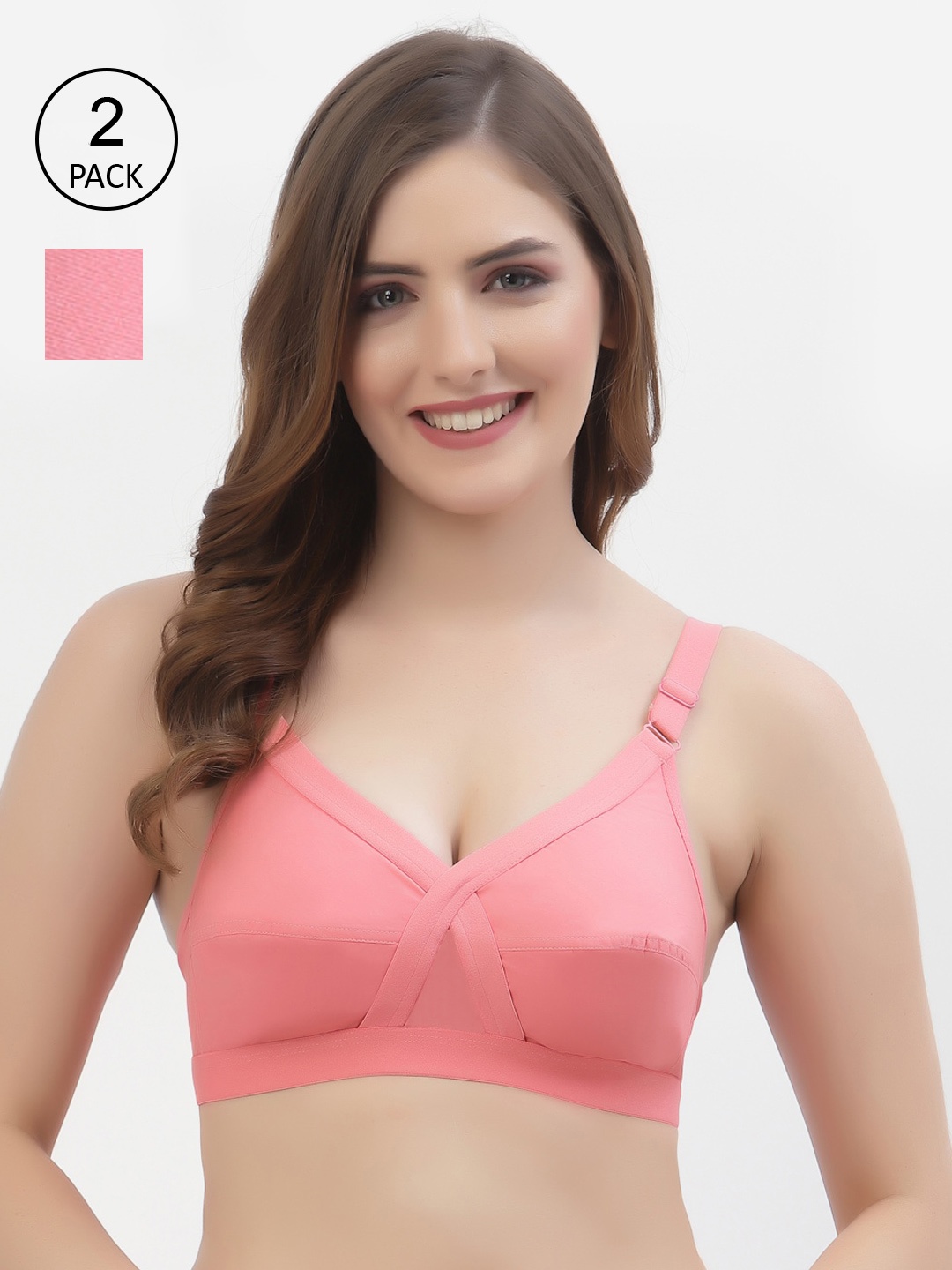 Floret Pack of 2 Non-Padded Non-Wired Full Coverage Cotton Bras with All Day Comfort, Rose
Floret Pack of 2 Non-Padded Non-Wired Full Coverage Cotton Bras with All Day Comfort, Rose