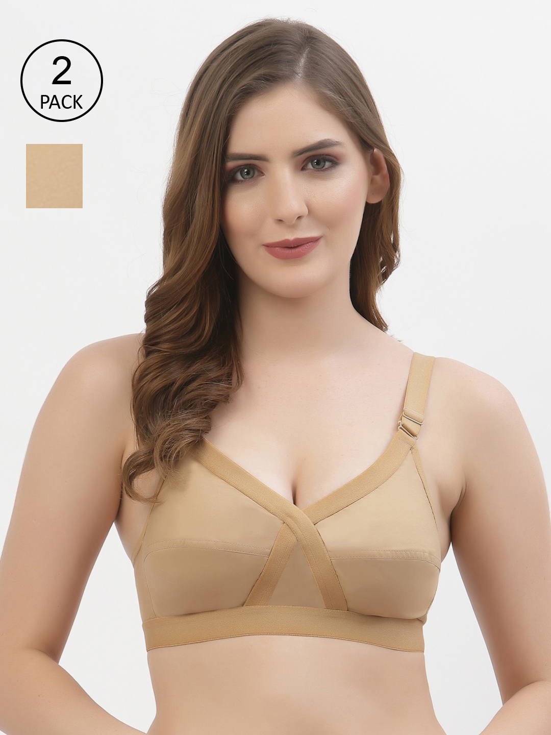 Floret Pack of 2 Non-Padded Non-Wired Full Coverage Cotton Bras with All Day Comfort, Nude
Floret Pack of 2 Non-Padded Non-Wired Full Coverage Cotton Bras with All Day Comfort, Nude