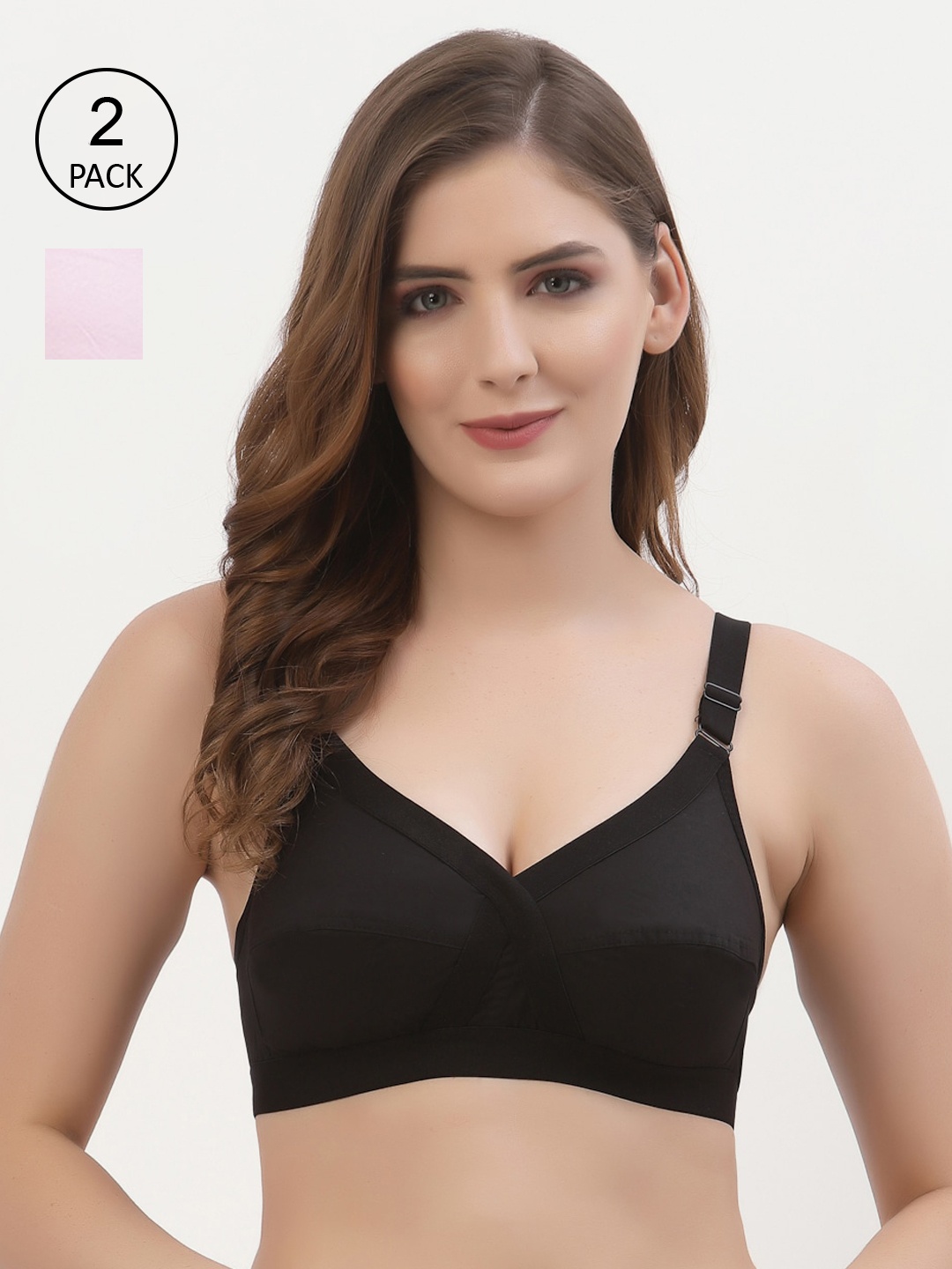 Floret Pack of 2 Non-Padded Non-Wired Full Coverage Cotton Bras with All Day Comfort, Black
Floret Pack of 2 Non-Padded Non-Wired Full Coverage Cotton Bras with All Day Comfort, Black