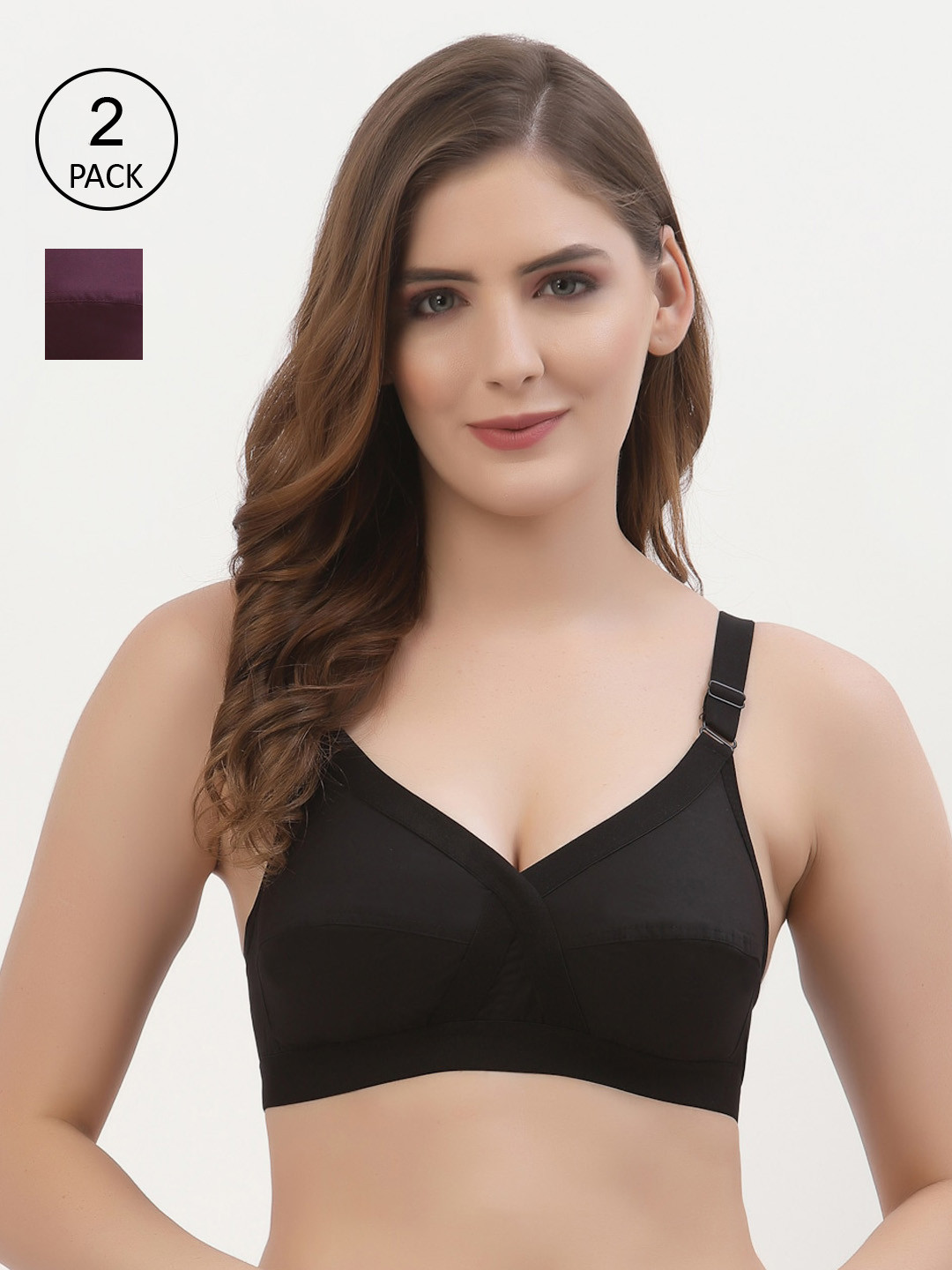 Floret Pack of 2 Non-Padded Non-Wired Full Coverage Cotton Bras with All Day Comfort, Black
Floret Pack of 2 Non-Padded Non-Wired Full Coverage Cotton Bras with All Day Comfort, Black