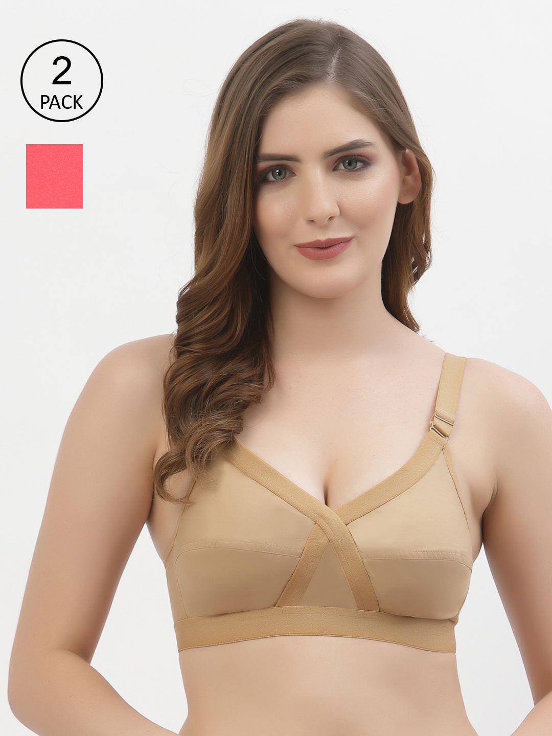 Floret Pack of 2 Non-Padded Non-Wired Full Coverage Cotton Bras with All Day Comfort, Nude
Floret Pack of 2 Non-Padded Non-Wired Full Coverage Cotton Bras with All Day Comfort, Nude