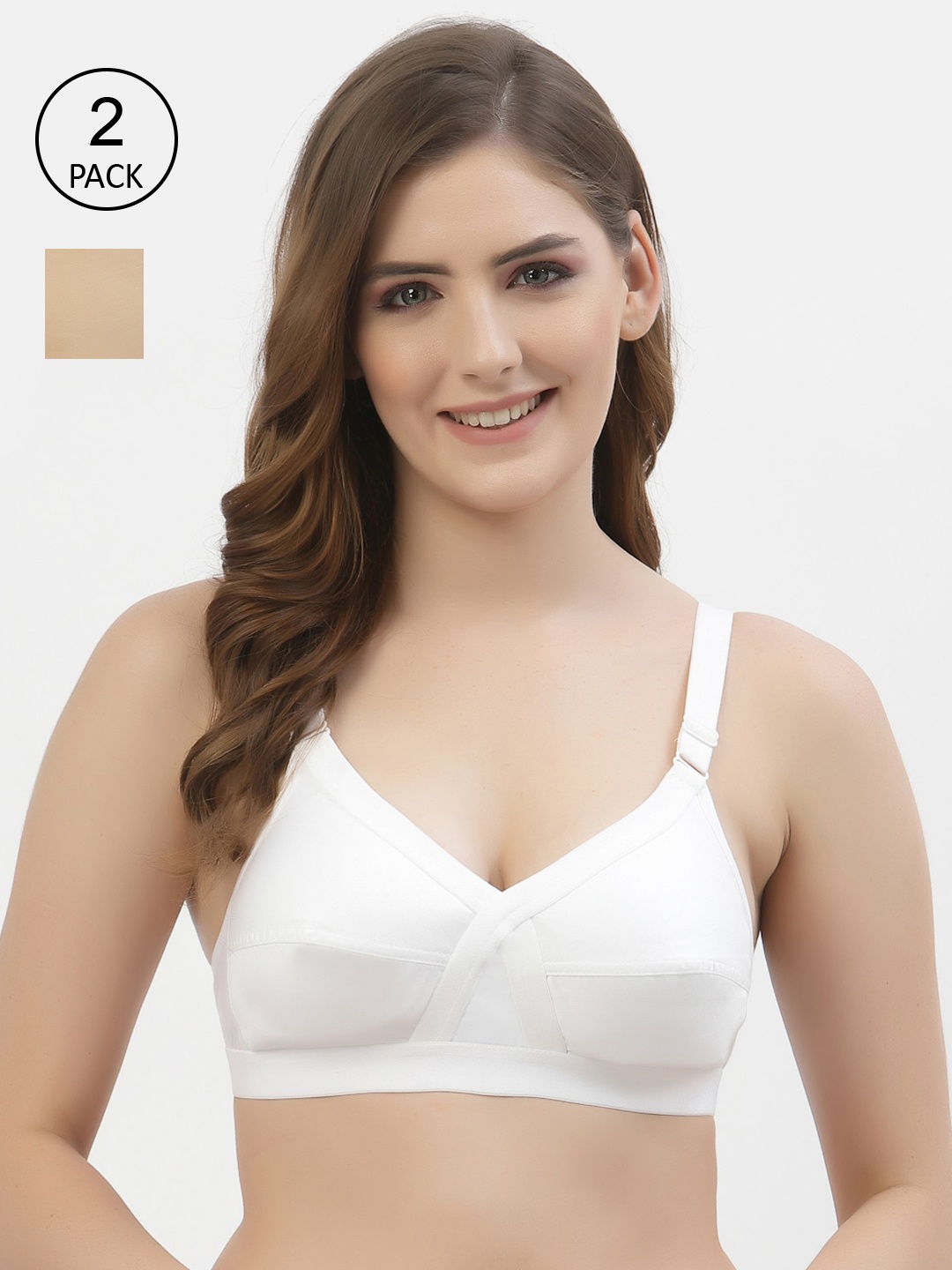 Floret Pack of 2 Non-Padded Non-Wired Full Coverage Cotton Bras with All Day Comfort, White
Floret Pack of 2 Non-Padded Non-Wired Full Coverage Cotton Bras with All Day Comfort, White