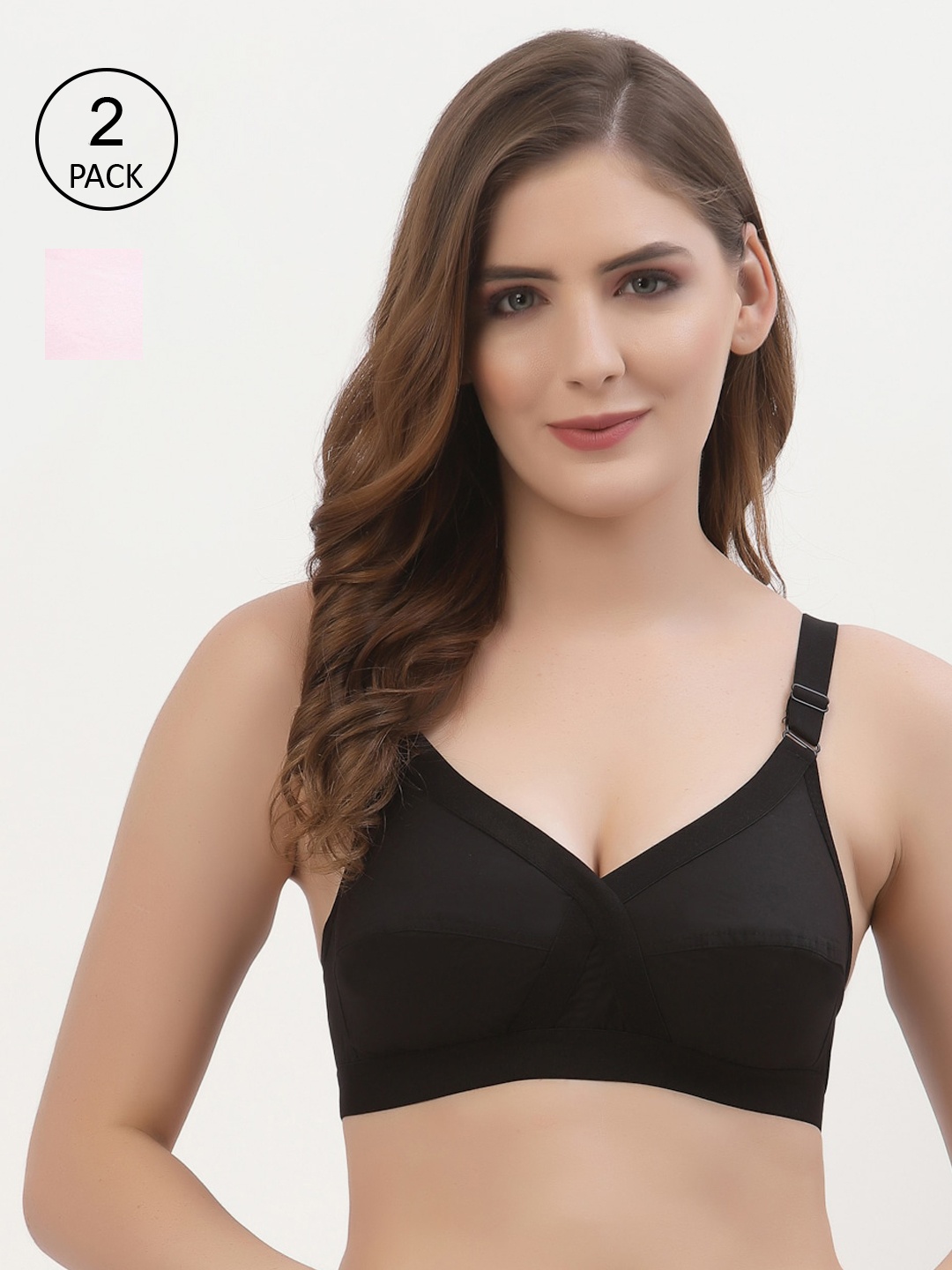 Floret Pack of 2 Non-Padded Non-Wired Full Coverage Cotton Bras with All Day Comfort, Black
Floret Pack of 2 Non-Padded Non-Wired Full Coverage Cotton Bras with All Day Comfort, Black