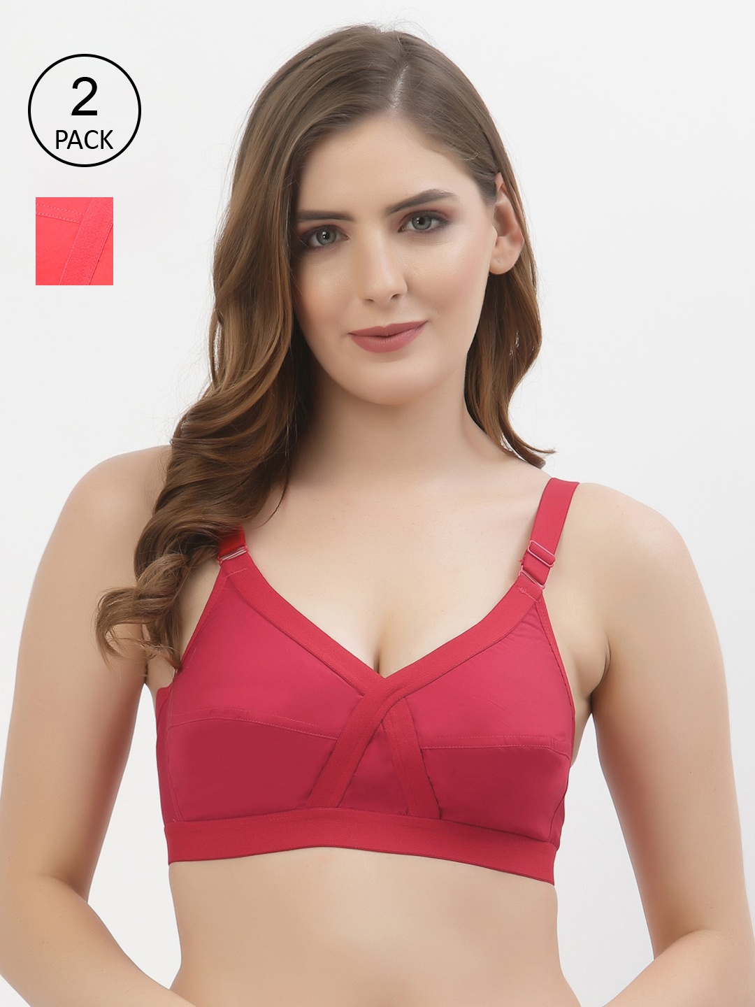 Floret Pack of 2 Non-Padded Non-Wired Full Coverage Cotton Bras with All Day Comfort, Red
Floret Pack of 2 Non-Padded Non-Wired Full Coverage Cotton Bras with All Day Comfort, Red