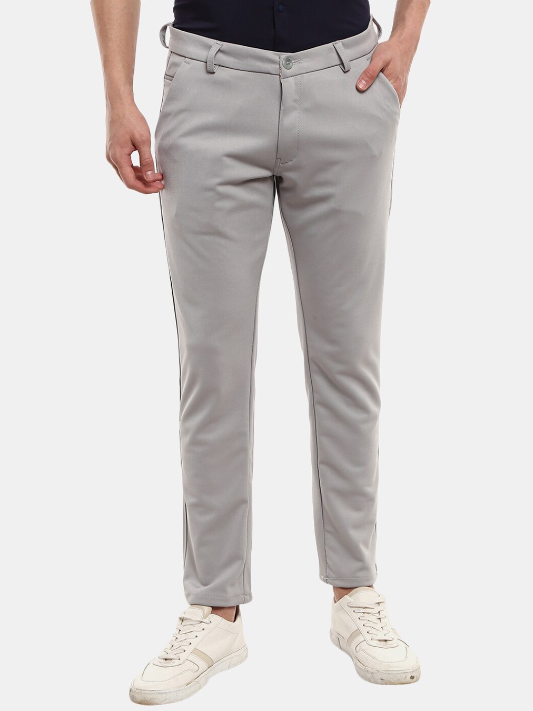 V-Mart Men Grey Classic Chinos Trousers