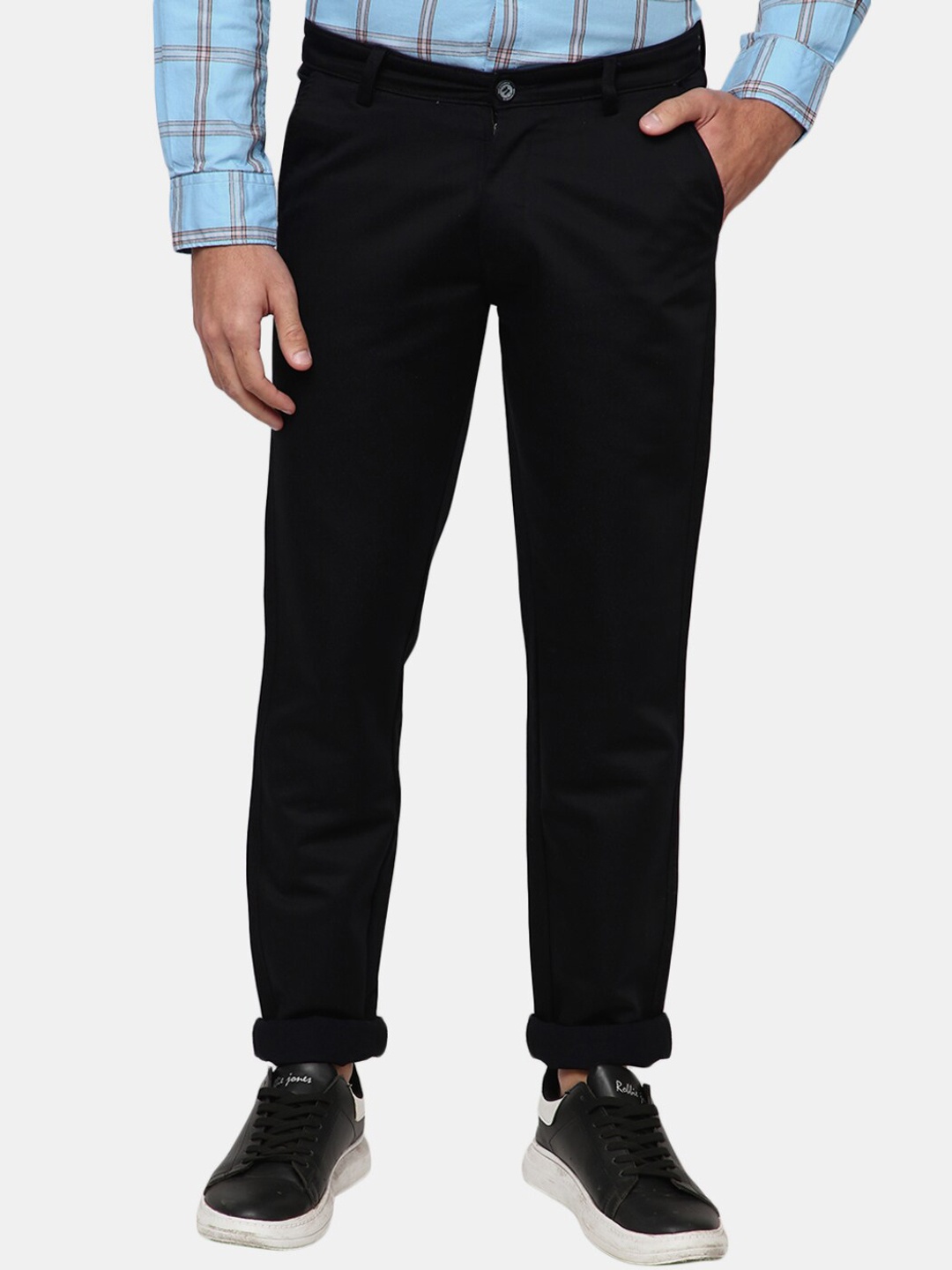 V-Mart Men Black Classic Slim Fit Trousers