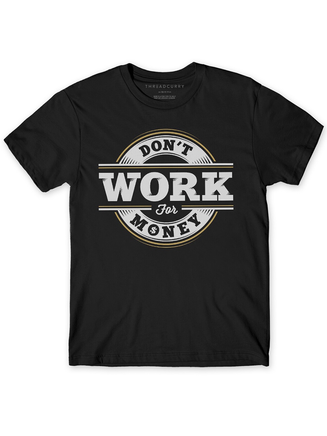 THREADCURRY Boys Black Quotes Printed T-shirt