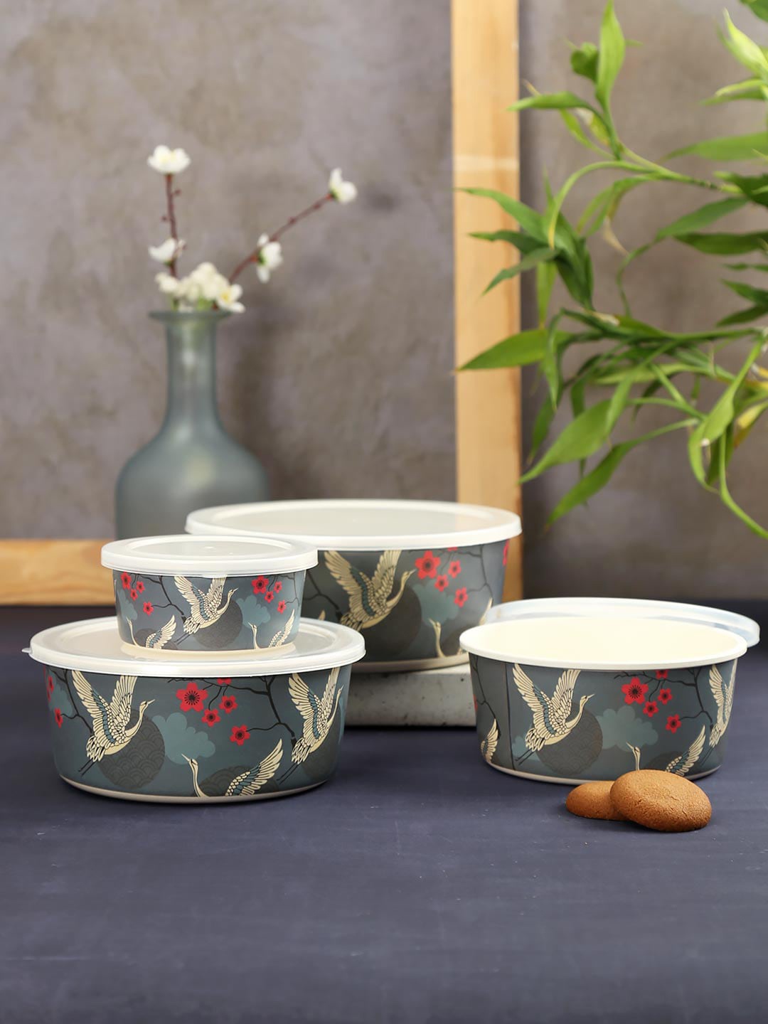 India Circus by Krsnaa Mehta Set Of 4 Blue & Off-White Printed Bamboo Food Containers
India Circus by Krsnaa Mehta Set Of 4 Blue & Off-White Printed Bamboo Food Containers