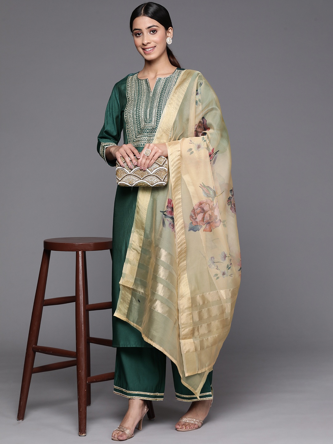 Indo Era Women Green Yoke Design Thread Work Liva Kurta with Trousers & With Dupatta
Indo Era Women Green Yoke Design Thread Work Liva Kurta with Trousers & With Dupatta
