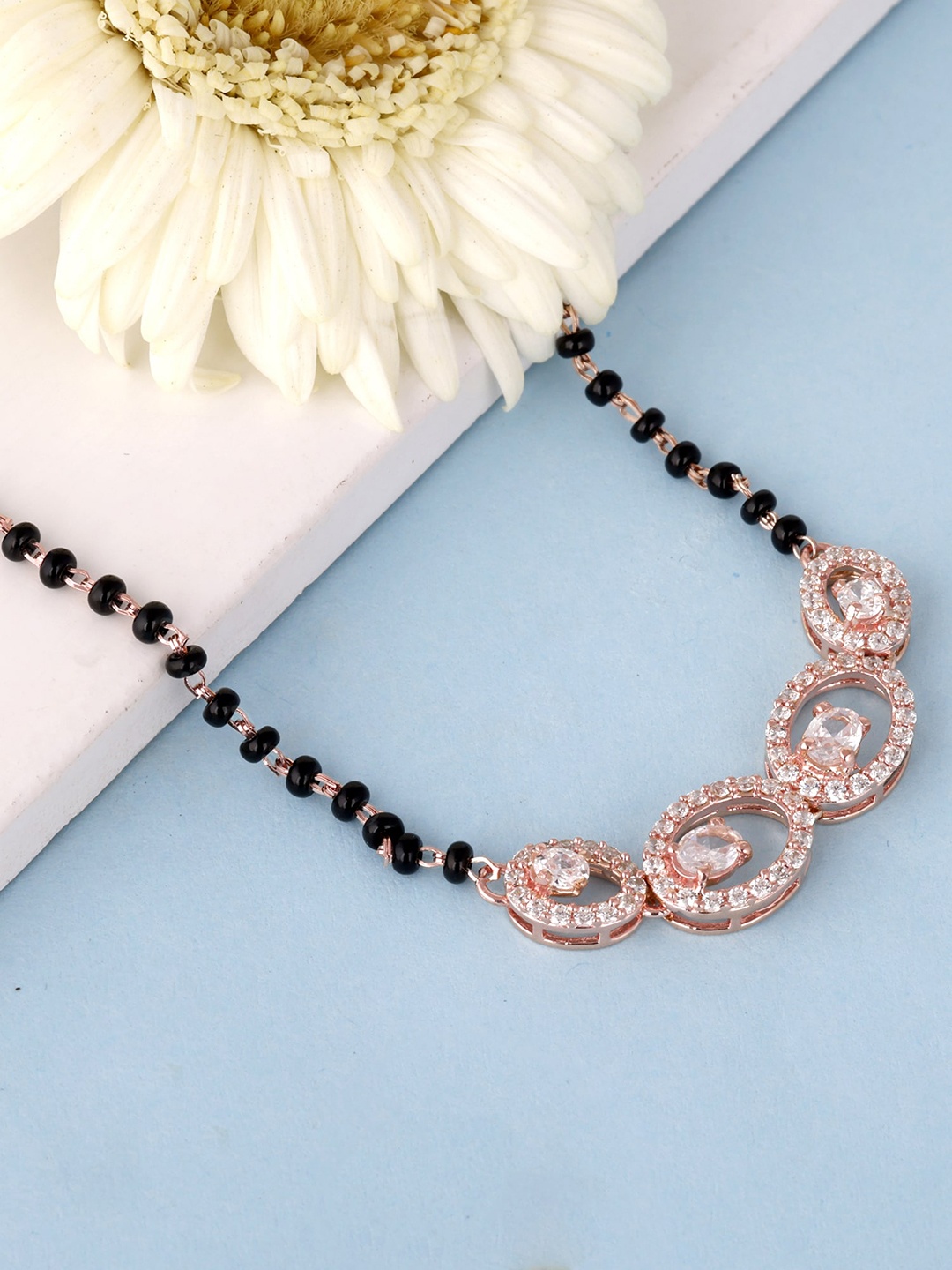 GIVA 925 Sterling Silver Rose Gold-Plated Black Beaded & Studded Eternal Love Mangalsutra
GIVA 925 Sterling Silver Rose Gold-Plated Black Beaded & Studded Eternal Love Mangalsutra