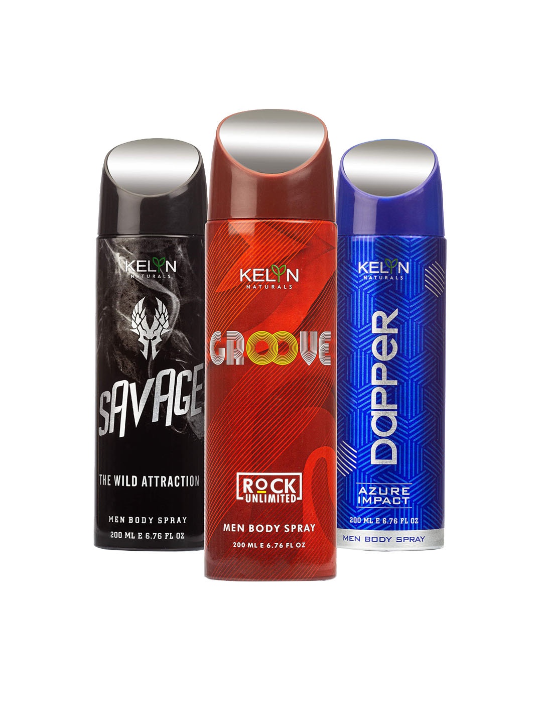 KELYN Men Set of Long Lasting Savage + Groove + Dapper Body Spray - 200 ml Each, Black
KELYN Men Set of Long Lasting Savage + Groove + Dapper Body Spray - 200 ml Each, Black
