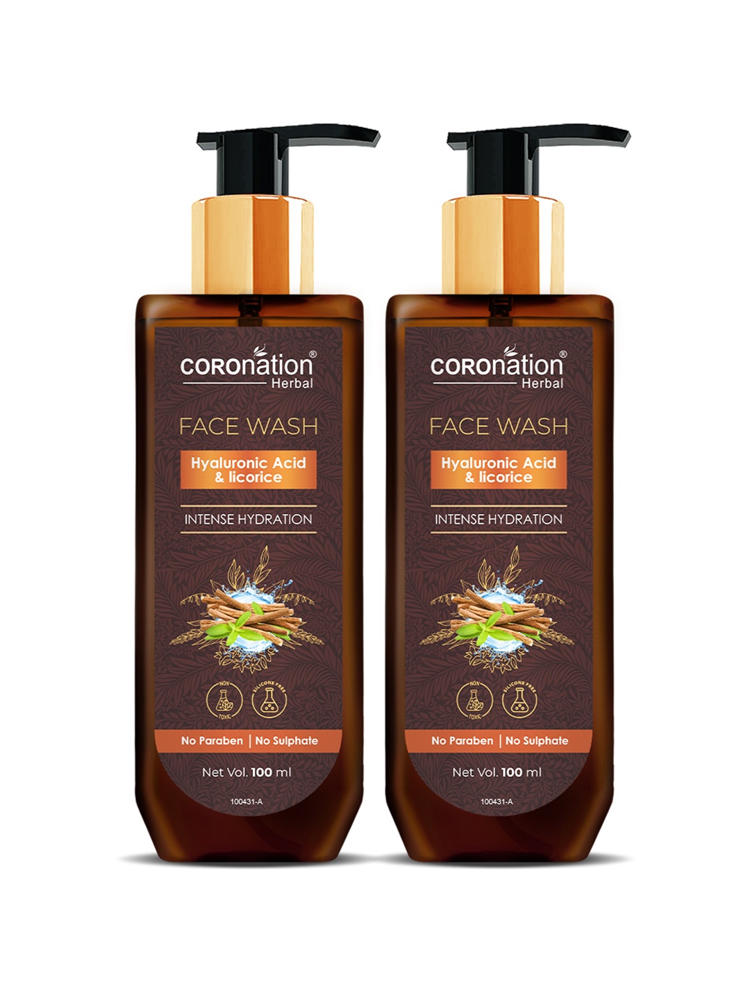 COROnation Herbal Set of 2 Intense Hydration Face Wash with Hyaluronic Acid - 100 ml Each, Brown
COROnation Herbal Set of 2 Intense Hydration Face Wash with Hyaluronic Acid - 100 ml Each, Brown