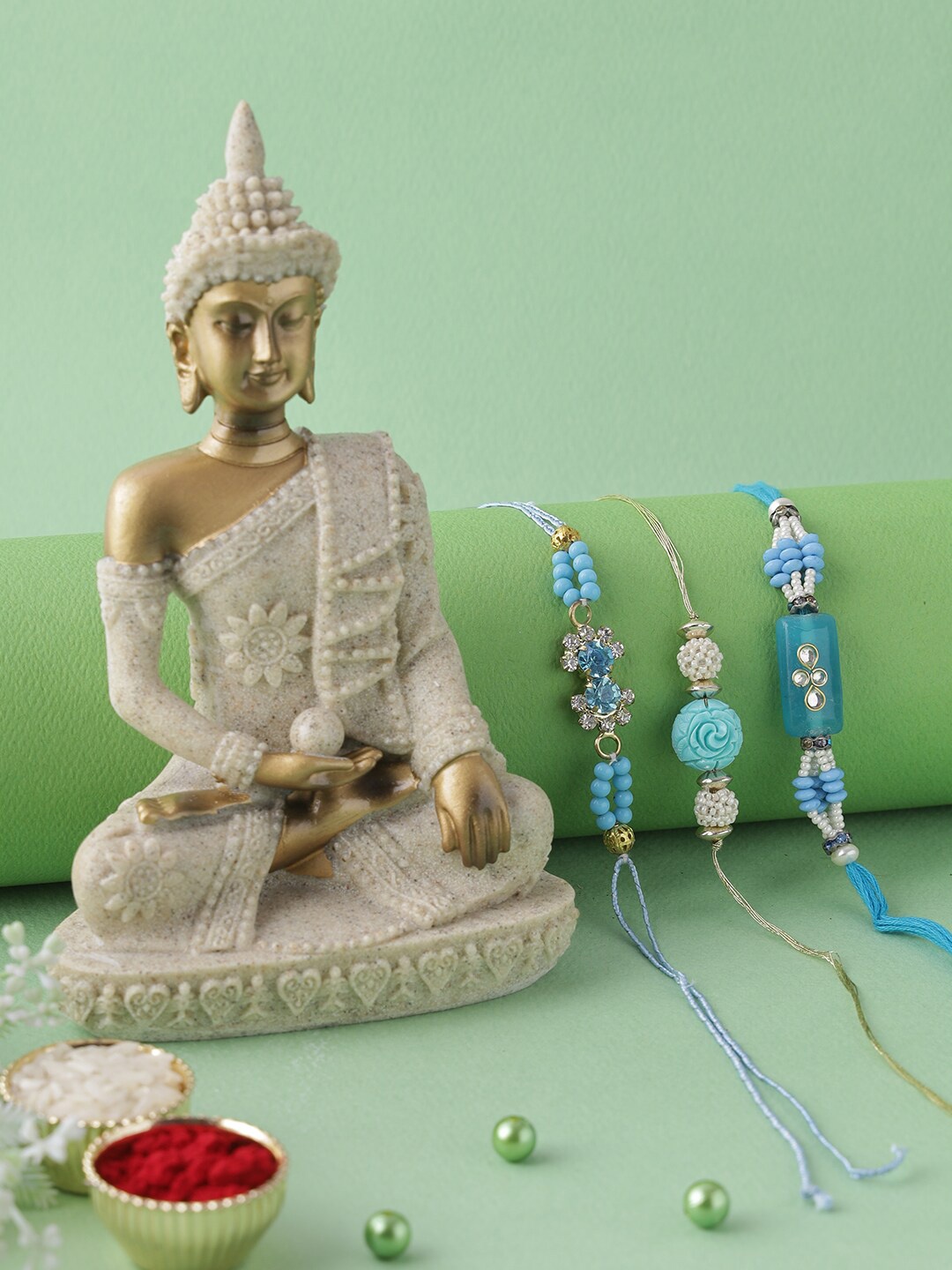 Aapno Rajasthan Set of 3 Rakhi with Meditating and Insightful Buddha Statue showpiece, Multi
Aapno Rajasthan Set of 3 Rakhi with Meditating and Insightful Buddha Statue showpiece, Multi