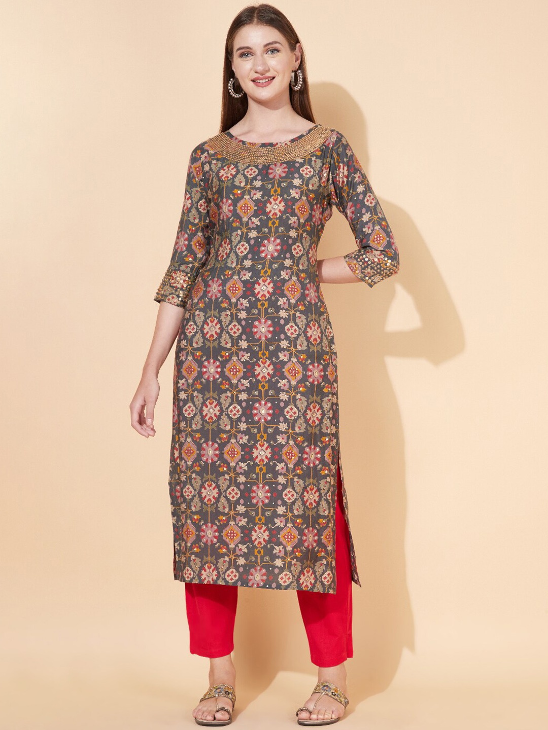 FASHOR Women Green Ethnic Motifs Printed Kurta