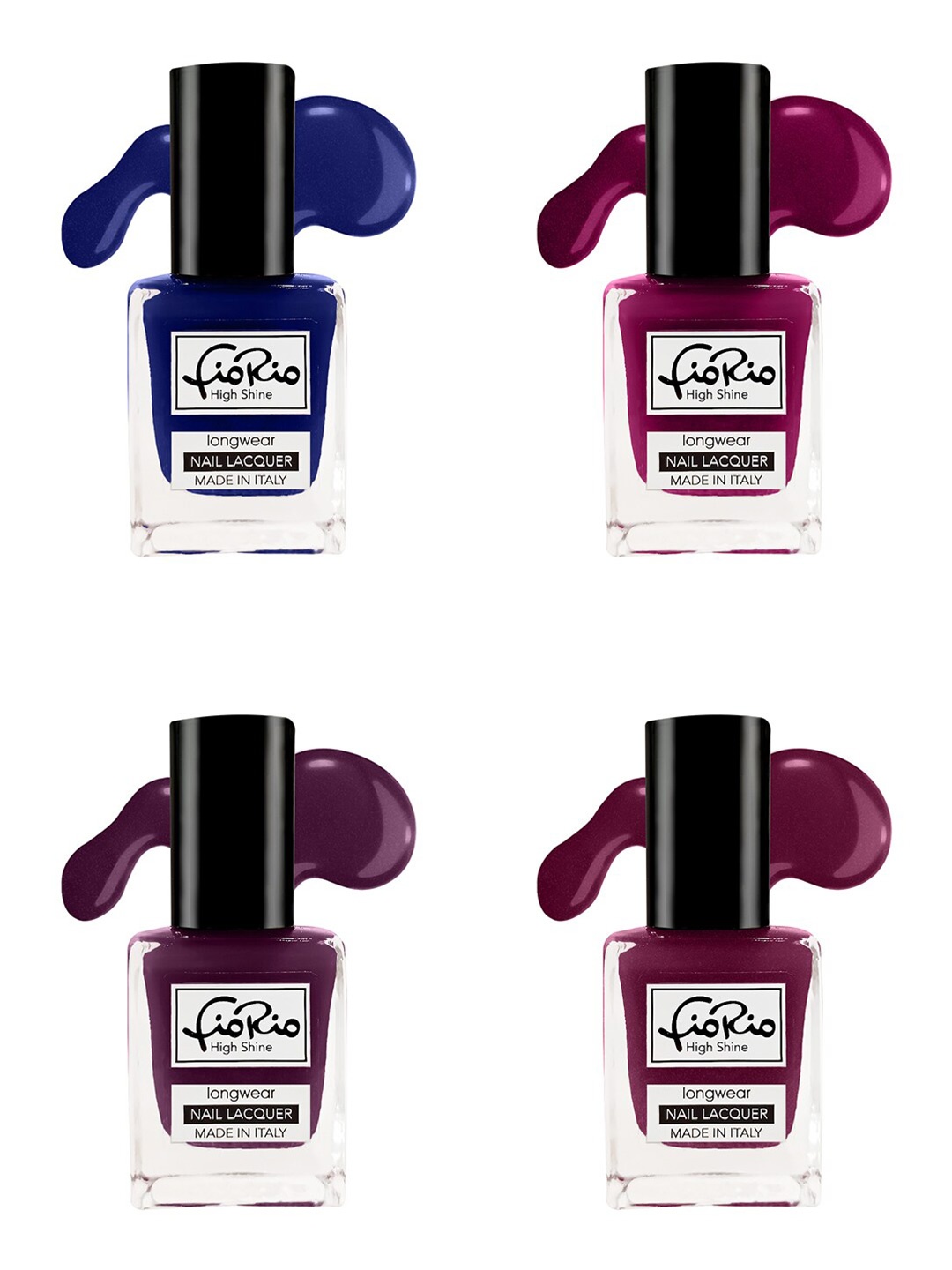 Fiorio Set of 4 High Shine Long Wear Nail Lacquer 11 ml Each - Shade 269+270+271+272, Navy blue
Fiorio Set of 4 High Shine Long Wear Nail Lacquer 11 ml Each - Shade 269+270+271+272, Navy blue