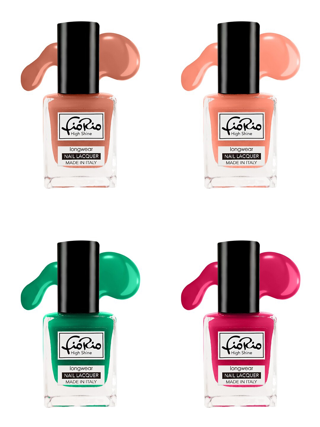 Fiorio Set of 4 High Shine Long Lasting Nail Lacquer 11 ml Each - Shades 69 + 70 + 71 + 72, Peach
Fiorio Set of 4 High Shine Long Lasting Nail Lacquer 11 ml Each - Shades 69 + 70 + 71 + 72, Peach