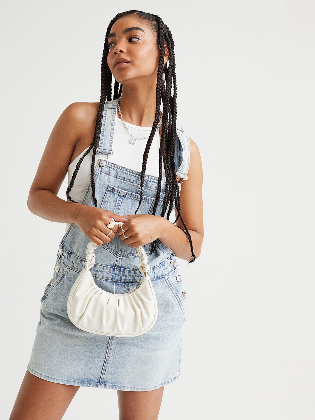 H&M Women Blue Denim Dungaree Dress