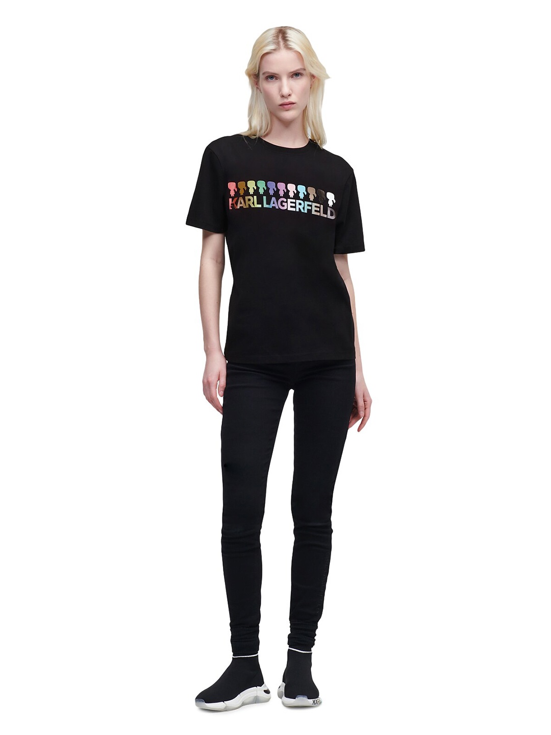 Karl Lagerfeld Women Black Typography Printed T-shirt