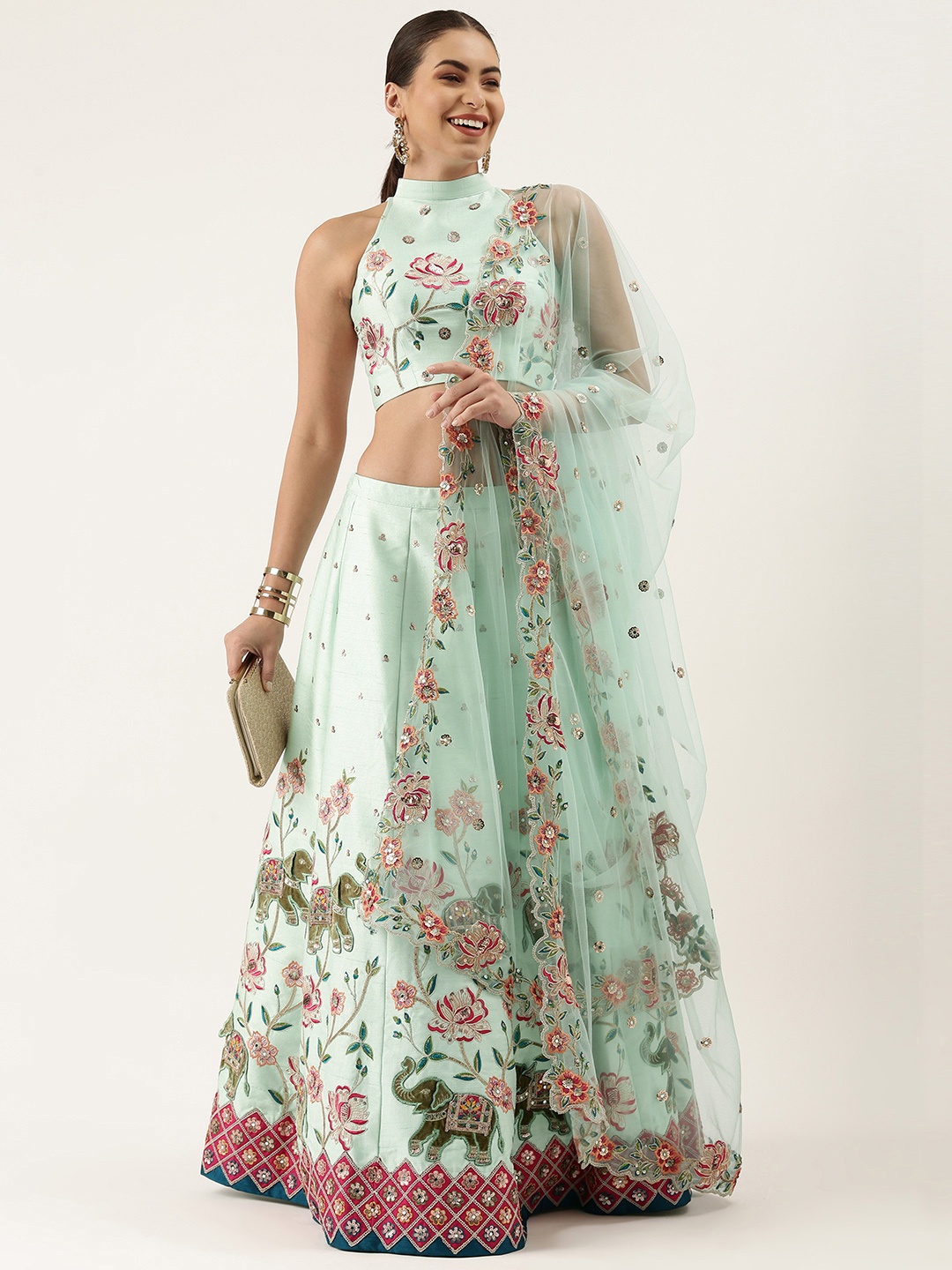 panchhi Turquoise Blue Embellished Sequinned Semi-Stitched Lehenga & Unstitched Blouse With Dupatta
panchhi Turquoise Blue Embellished Sequinned Semi-Stitched Lehenga & Unstitched Blouse With Dupatta
