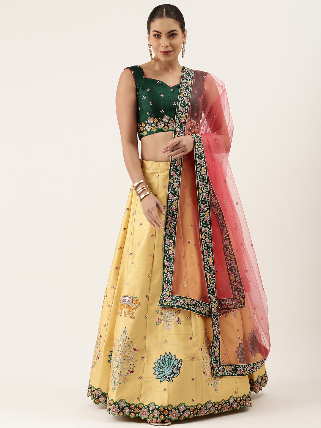 panchhi Yellow & Green Embellished Mirror Work Semi-Stitched Lehenga & Unstitched Blouse With Dupatta
panchhi Yellow & Green Embellished Mirror Work Semi-Stitched Lehenga & Unstitched Blouse With Dupatta