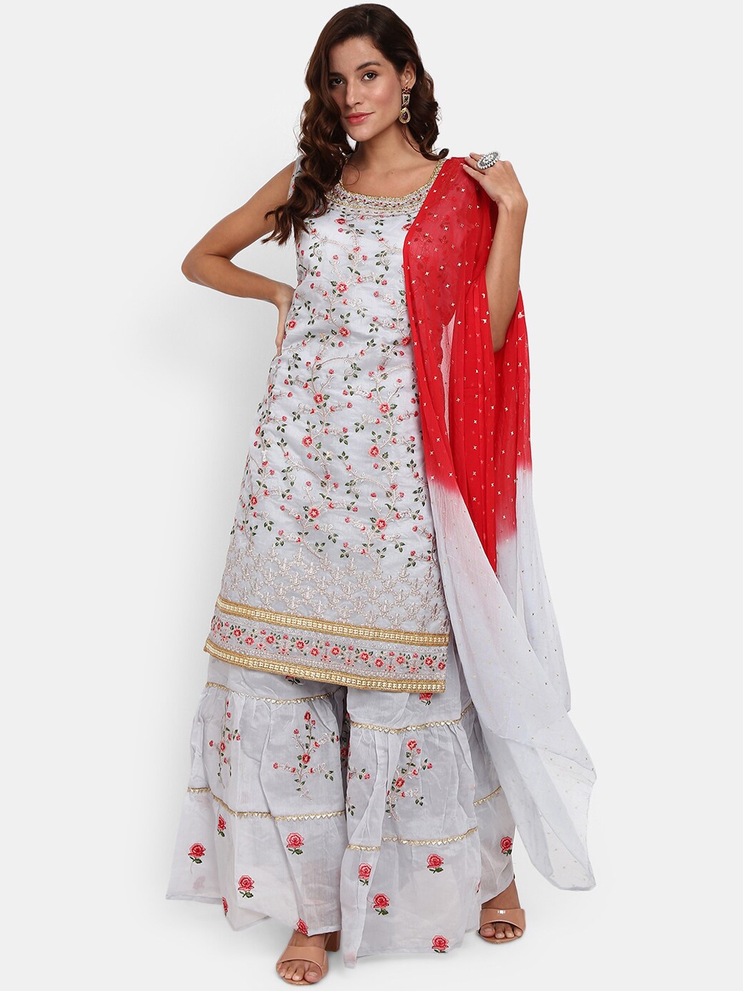 Desi Mix Women Grey Floral Embroidered Thread Work Kurta with Palazzos & With Dupatta
Desi Mix Women Grey Floral Embroidered Thread Work Kurta with Palazzos & With Dupatta