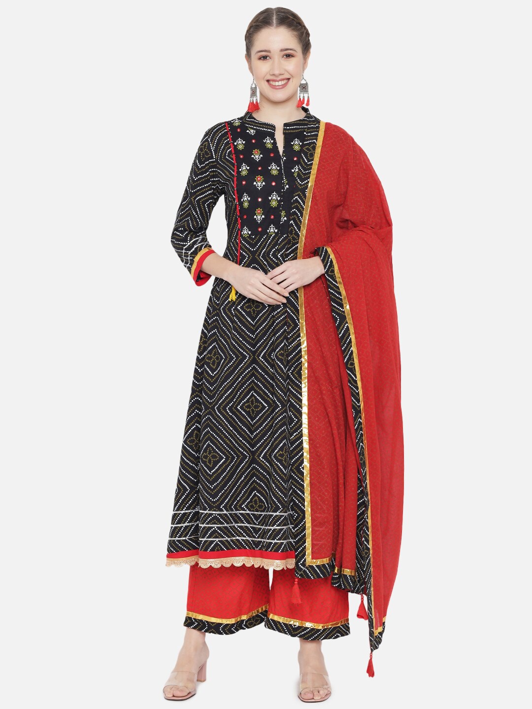 Prakhya Women Black Floral Printed Empire Pure Cotton Kurta with Palazzos & With Dupatta
Prakhya Women Black Floral Printed Empire Pure Cotton Kurta with Palazzos & With Dupatta