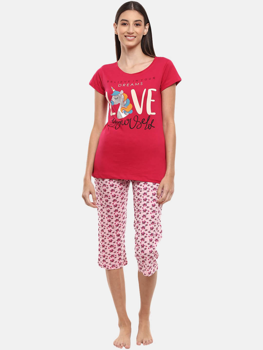 V-Mart Women Pink & White Printed Night suit
V-Mart Women Pink & White Printed Night suit