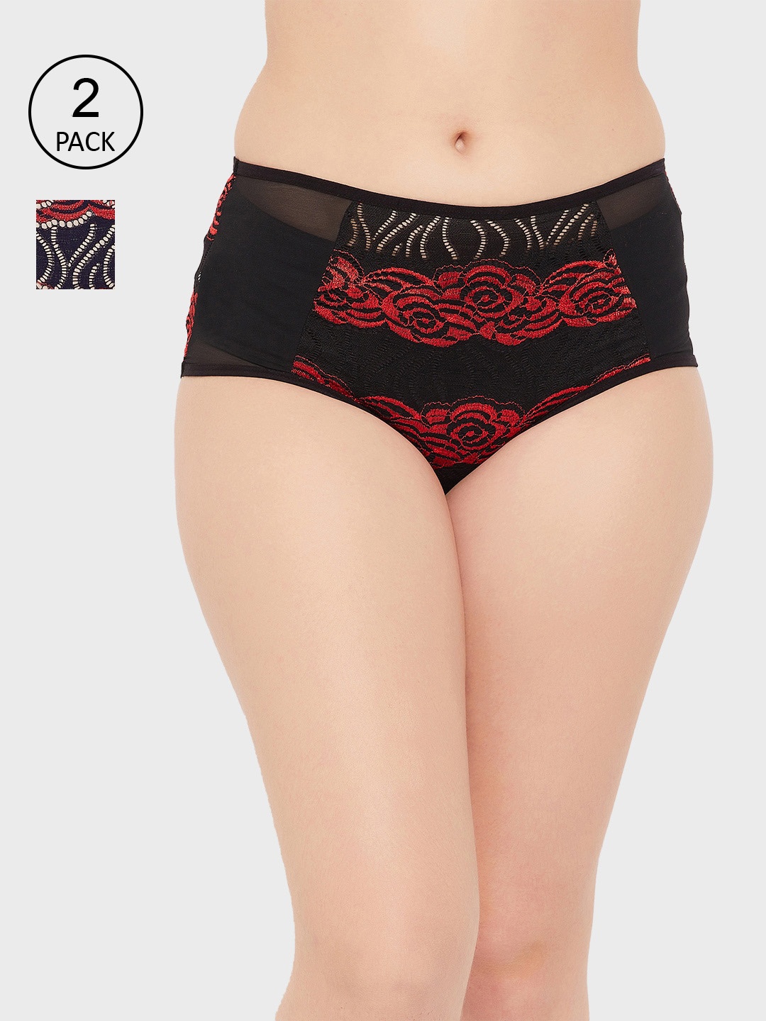 Clovia Women Pack Of 2 Black & Blue Lace Self Design Hipster Briefs COMPN1721XXL
Clovia Women Pack Of 2 Black & Blue Lace Self Design Hipster Briefs COMPN1721XXL