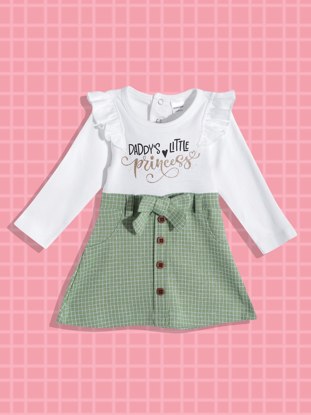Moms Love Infant Girls Green & White Pure Cotton Check Typography Embroidery A-Line Dress
Moms Love Infant Girls Green & White Pure Cotton Check Typography Embroidery A-Line Dress