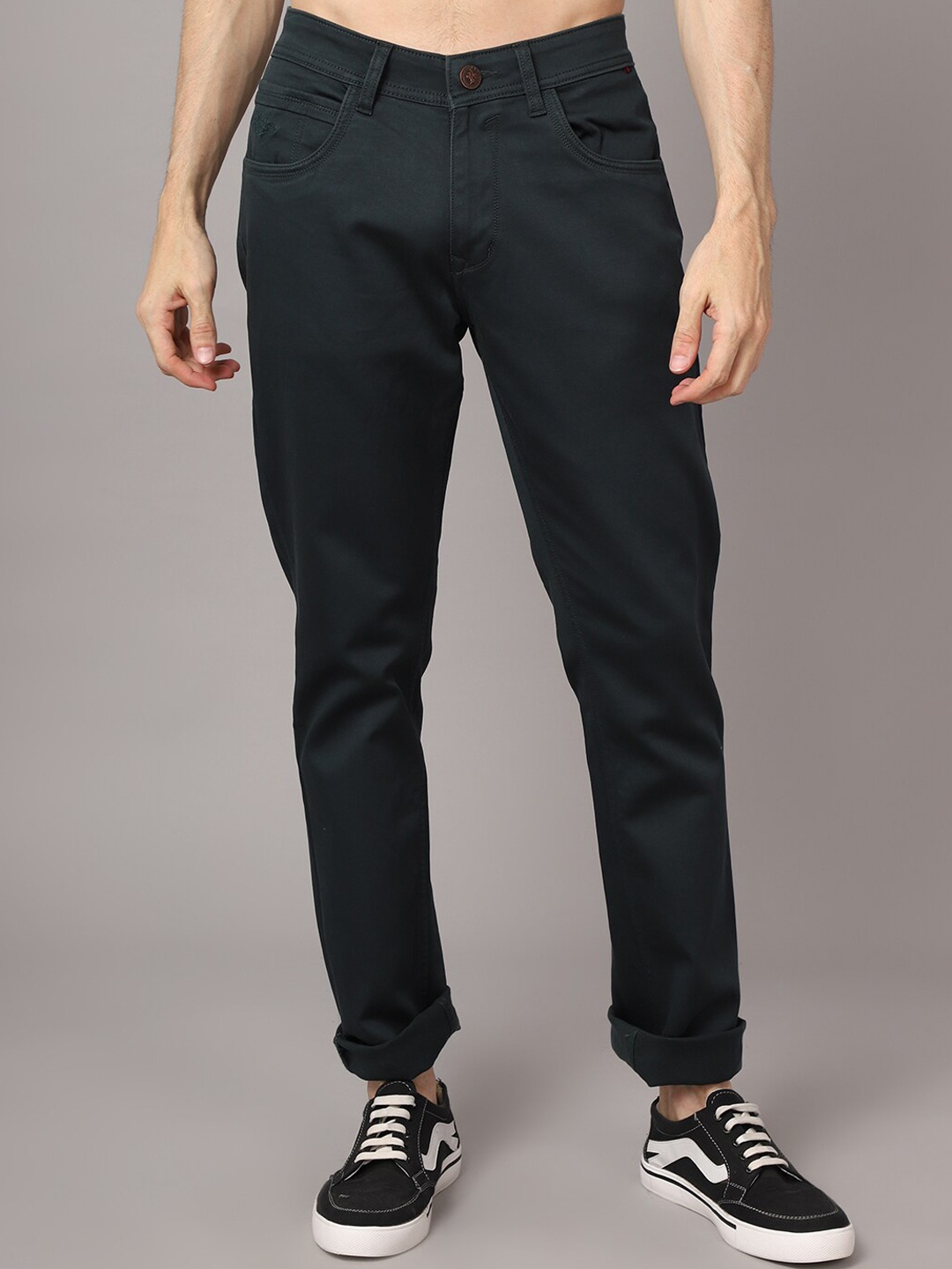 Cantabil Men Teal straight fit Trousers