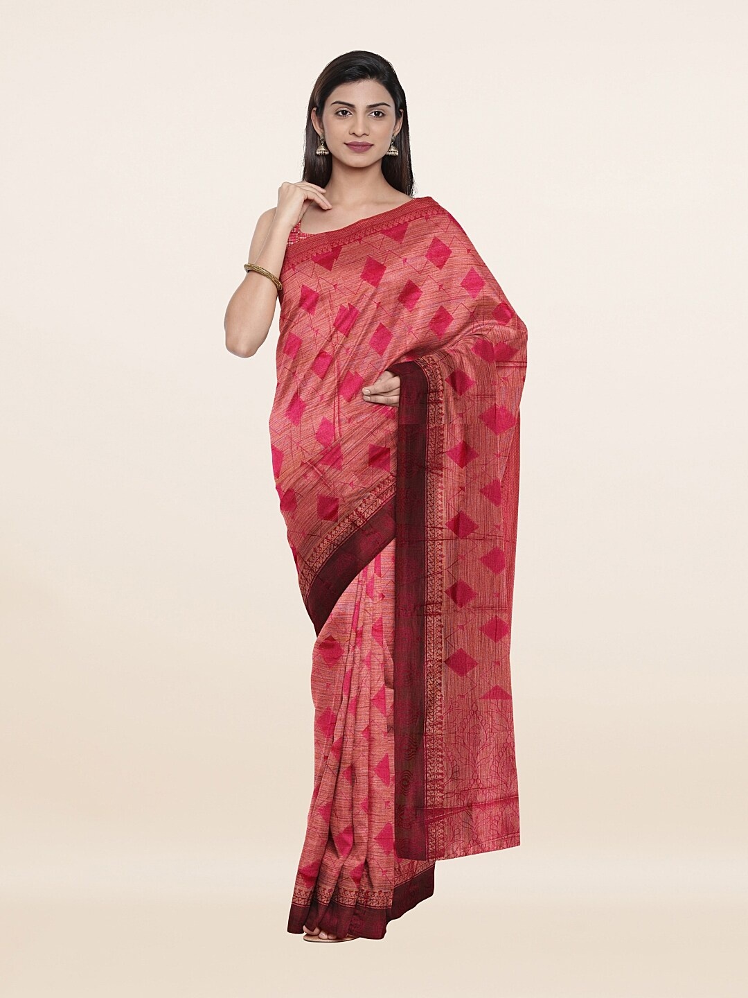 Pothys Pink Woven Design Saree