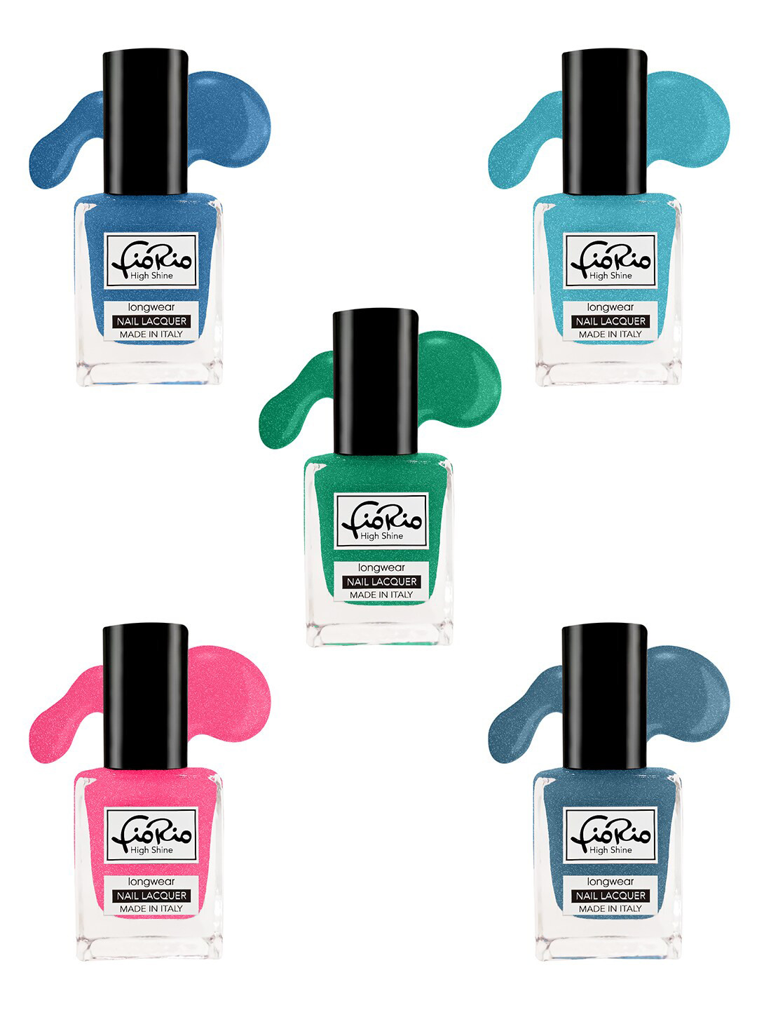 Fiorio Set of 5 High Shine Long Lasting Nail Lacquer 11ml Each- Shades 166+167+168+169+170, Blue
Fiorio Set of 5 High Shine Long Lasting Nail Lacquer 11ml Each- Shades 166+167+168+169+170, Blue