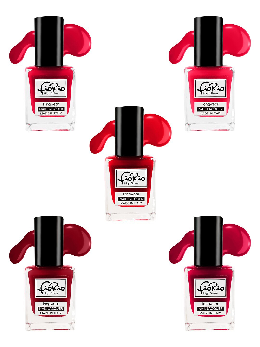 Fiorio Set of 5 High Shine Long Wear Nail Lacquer 11 ml Each - Shade 08+09+10+11+12, Red
Fiorio Set of 5 High Shine Long Wear Nail Lacquer 11 ml Each - Shade 08+09+10+11+12, Red