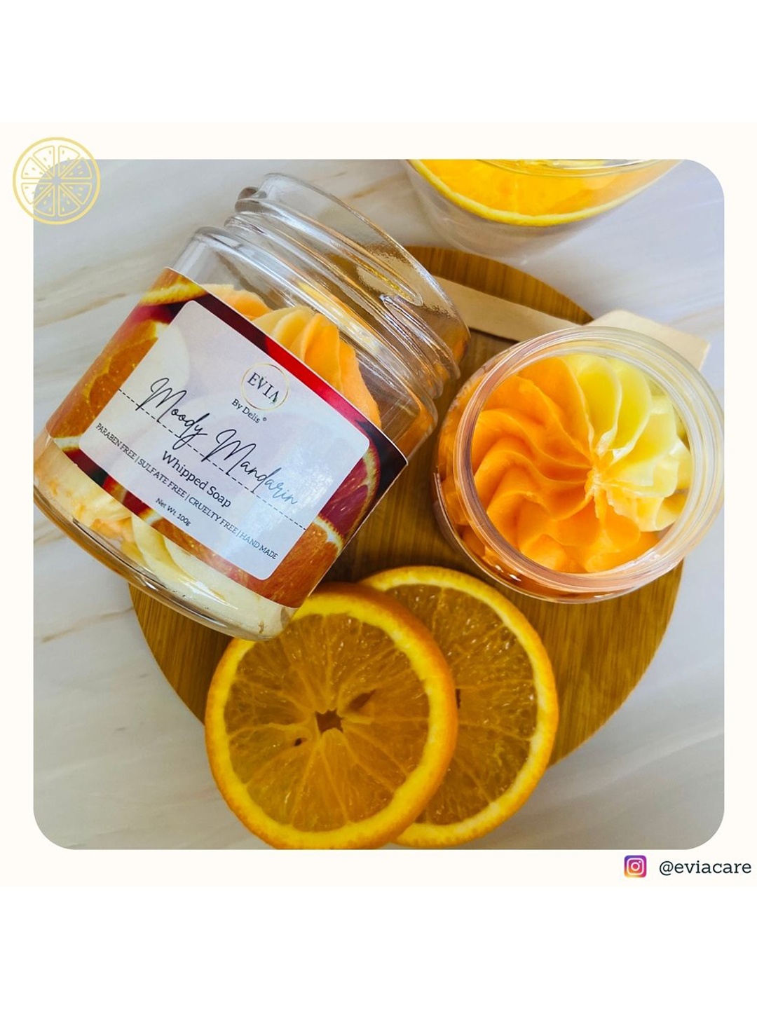 EVIA Moody Mandarin Whipped Soap with Lemongrass Essential Oil for Skin Brightening - 100g, Orange
EVIA Moody Mandarin Whipped Soap with Lemongrass Essential Oil for Skin Brightening - 100g, Orange