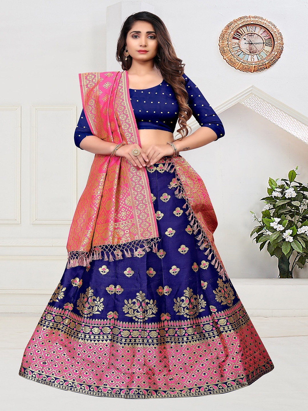 Atsevam Blue & Pink Tie and Dye Semi-Stitched Lehenga & Unstitched Blouse With Dupatta
Atsevam Blue & Pink Tie and Dye Semi-Stitched Lehenga & Unstitched Blouse With Dupatta