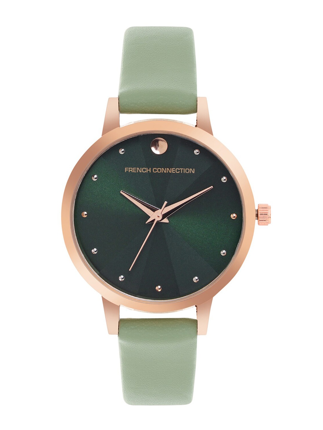 French Connection Women Embellished Dial & Leather Straps Analogue Watch FCN00017H, Green
French Connection Women Embellished Dial & Leather Straps Analogue Watch FCN00017H, Green