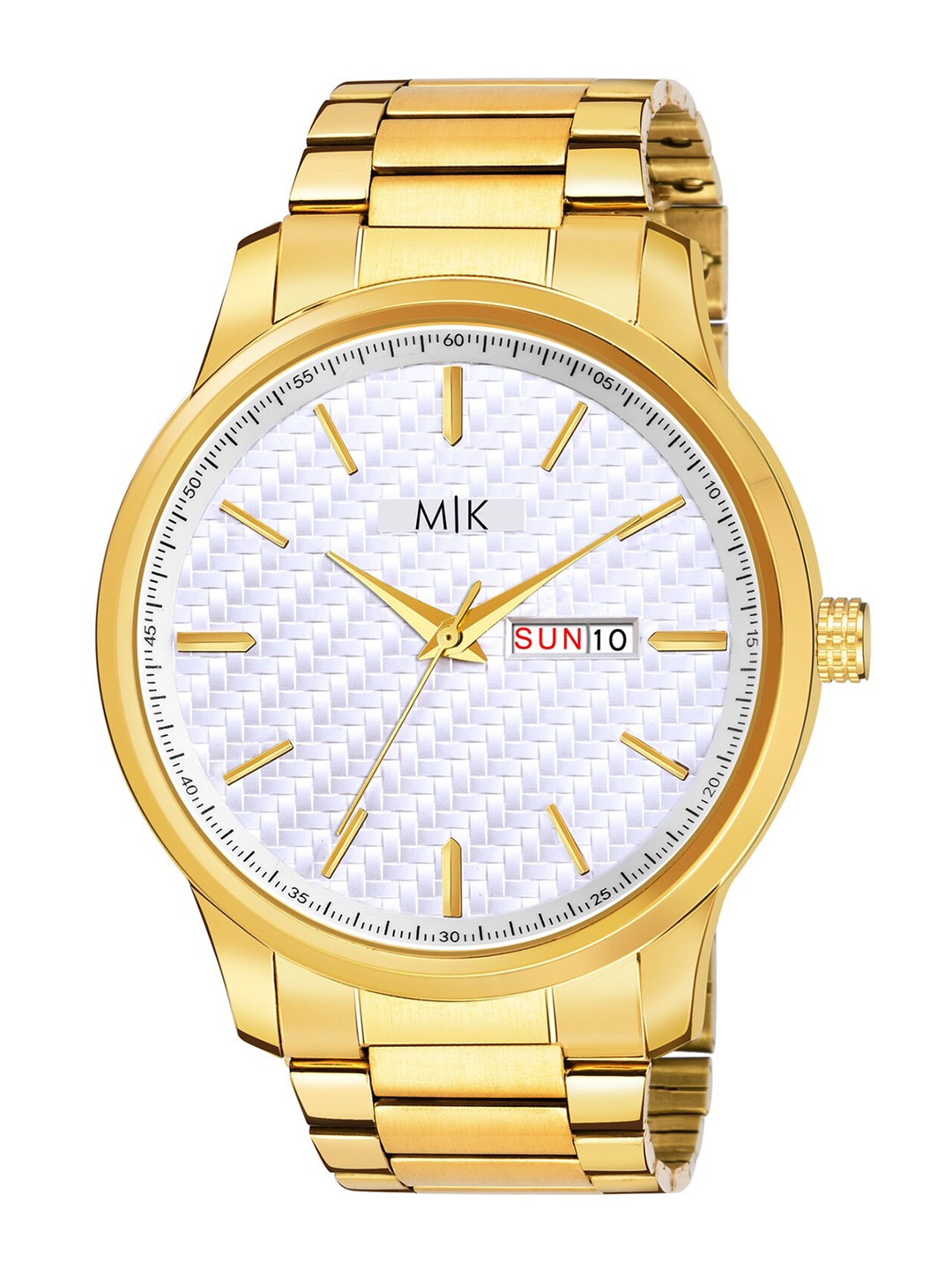 MORRIS KLEIN Men Gold-Toned Dial & Gold Toned Stainless Steel Straps Analogue Multi Function Watch
MORRIS KLEIN Men Gold-Toned Dial & Gold Toned Stainless Steel Straps Analogue Multi Function Watch