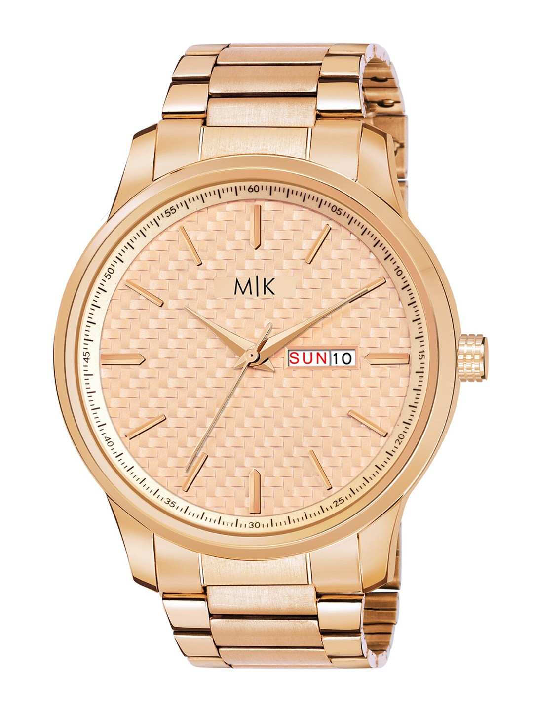 MORRIS KLEIN Men Rose Gold-Toned Patterned Dial & Rose Gold-Plated Stainless Steel Bracelet Style Straps Watch
MORRIS KLEIN Men Rose Gold-Toned Patterned Dial & Rose Gold-Plated Stainless Steel Bracelet Style Straps Watch