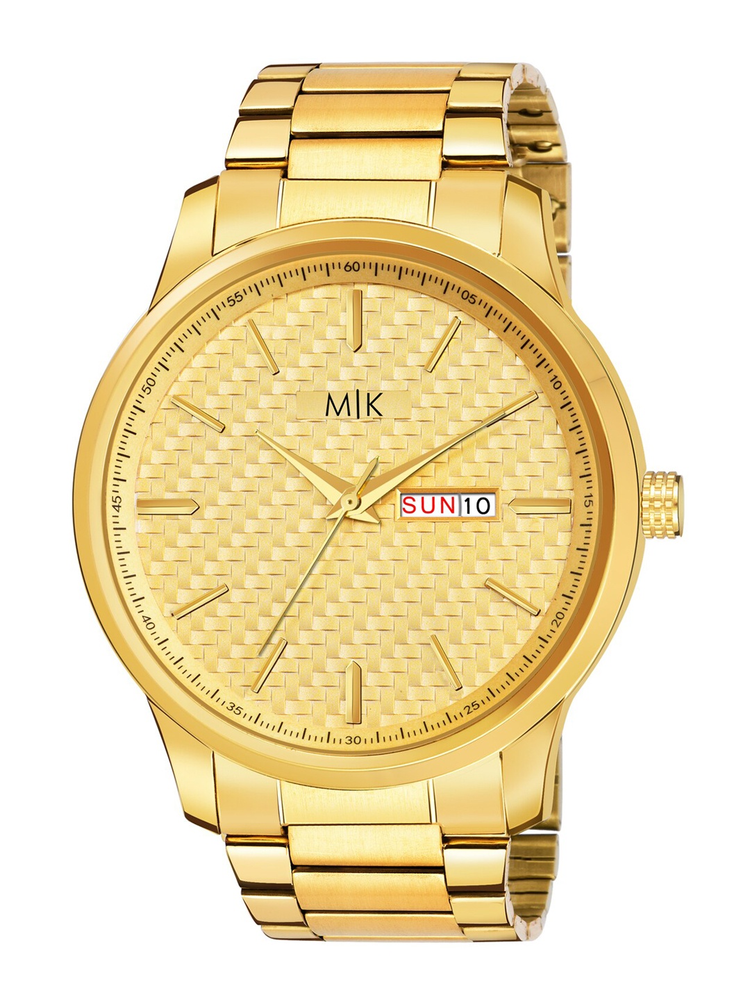 MORRIS KLEIN Men Gold-Toned Dial & Gold Toned Stainless Steel Straps Analogue Multi Function Watch MK-8003
MORRIS KLEIN Men Gold-Toned Dial & Gold Toned Stainless Steel Straps Analogue Multi Function Watch MK-8003