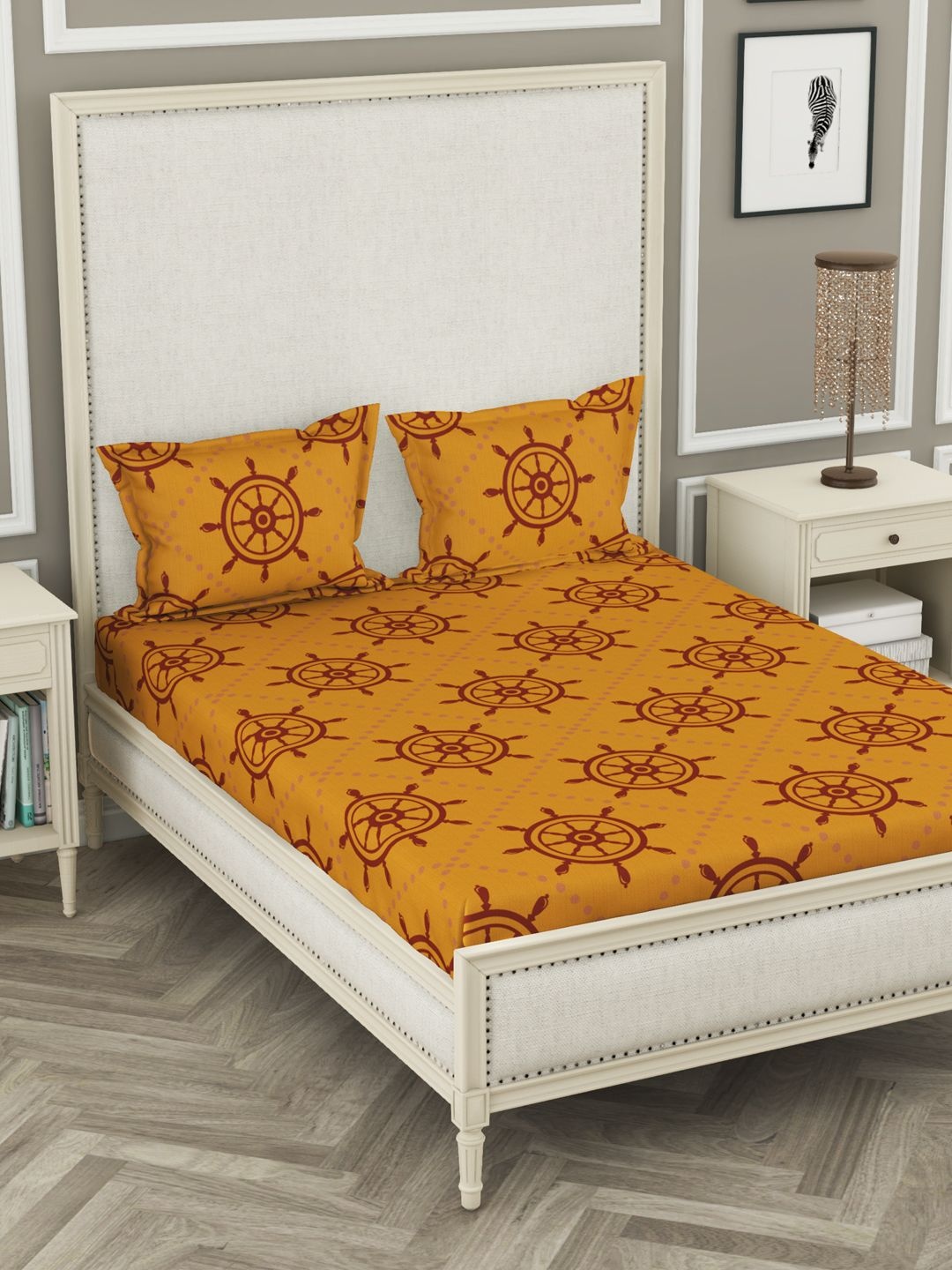 BIANCA Gold-Toned & Brown Geometric 104 TC King Bedsheet with 2 Pillow Covers 3pc set
BIANCA Gold-Toned & Brown Geometric 104 TC King Bedsheet with 2 Pillow Covers 3pc set