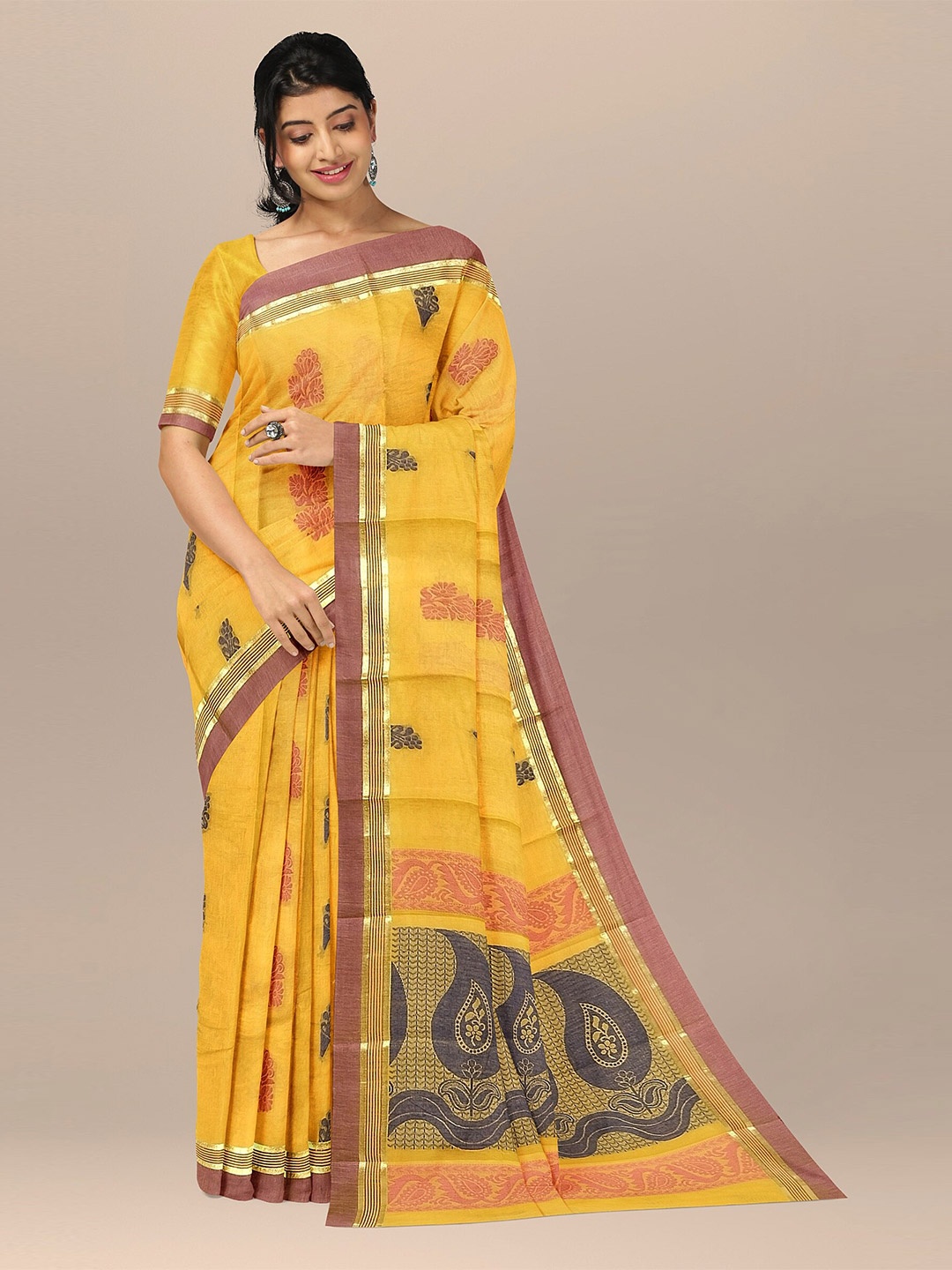 The Chennai Silks Women Mustard & Peach-Coloured Ethnic Motifs Pure Cotton Fusion Kovai Saree
The Chennai Silks Women Mustard & Peach-Coloured Ethnic Motifs Pure Cotton Fusion Kovai Saree